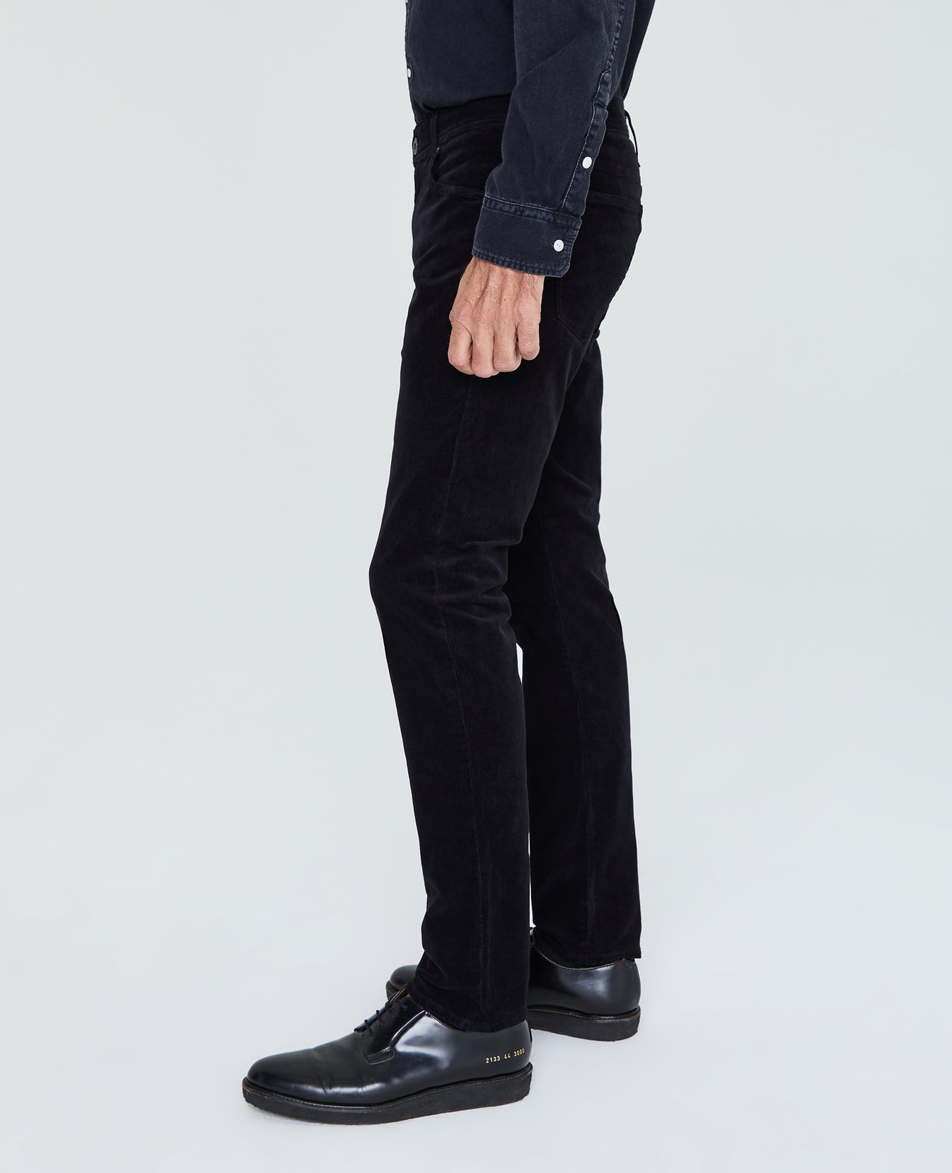 Tellis Super Black Corduroy Modern Slim Men Bottoms Photo 3