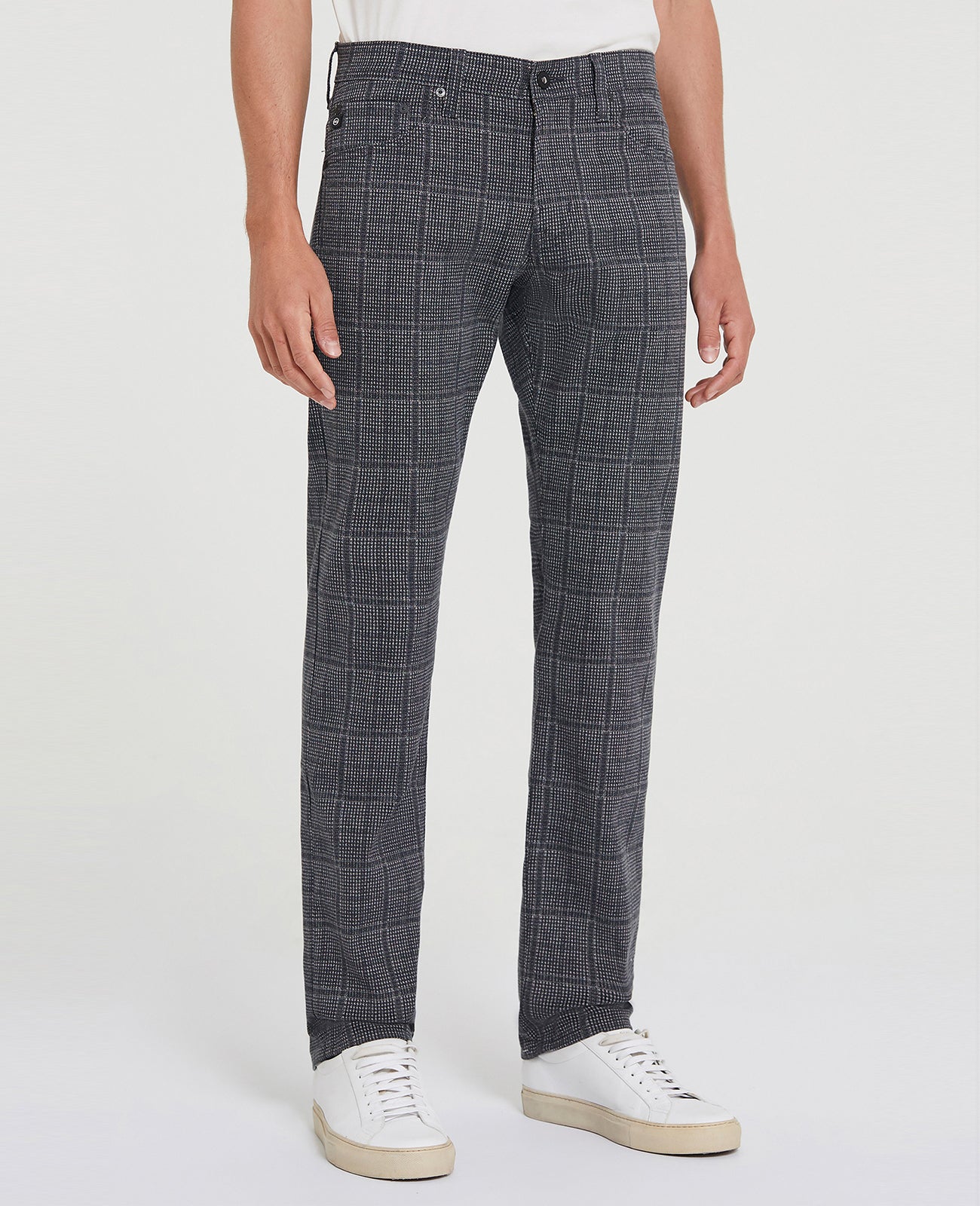 Tellis Glen Plaid Pure Black Modern Slim Men Bottoms Photo 1