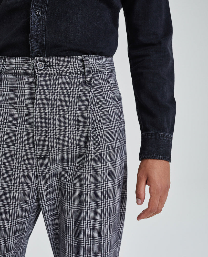 Rutger Sml Hdstooth Plaid Carbon Lead Relaxed Pleated Pant Men Bottoms Photo 2