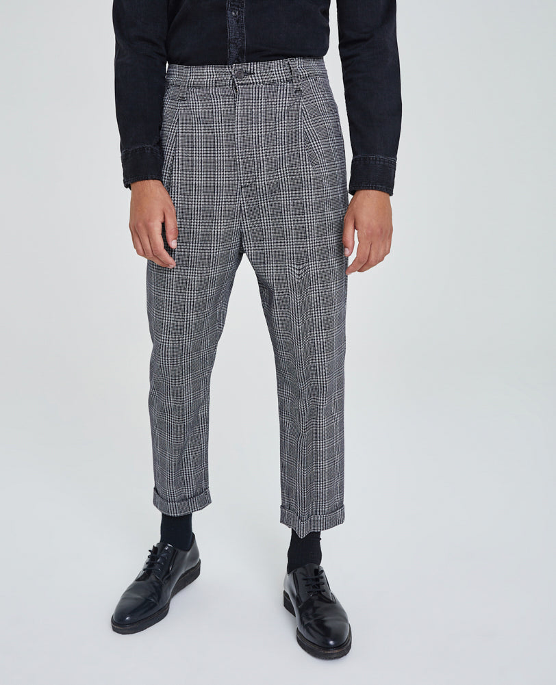 Rutger Sml Hdstooth Plaid Carbon Lead Relaxed Pleated Pant Men Bottoms Photo 3