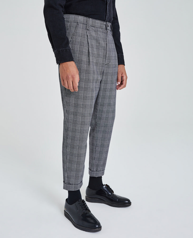 Rutger Sml Hdstooth Plaid Carbon Lead Relaxed Pleated Pant Men Bottoms Photo 4
