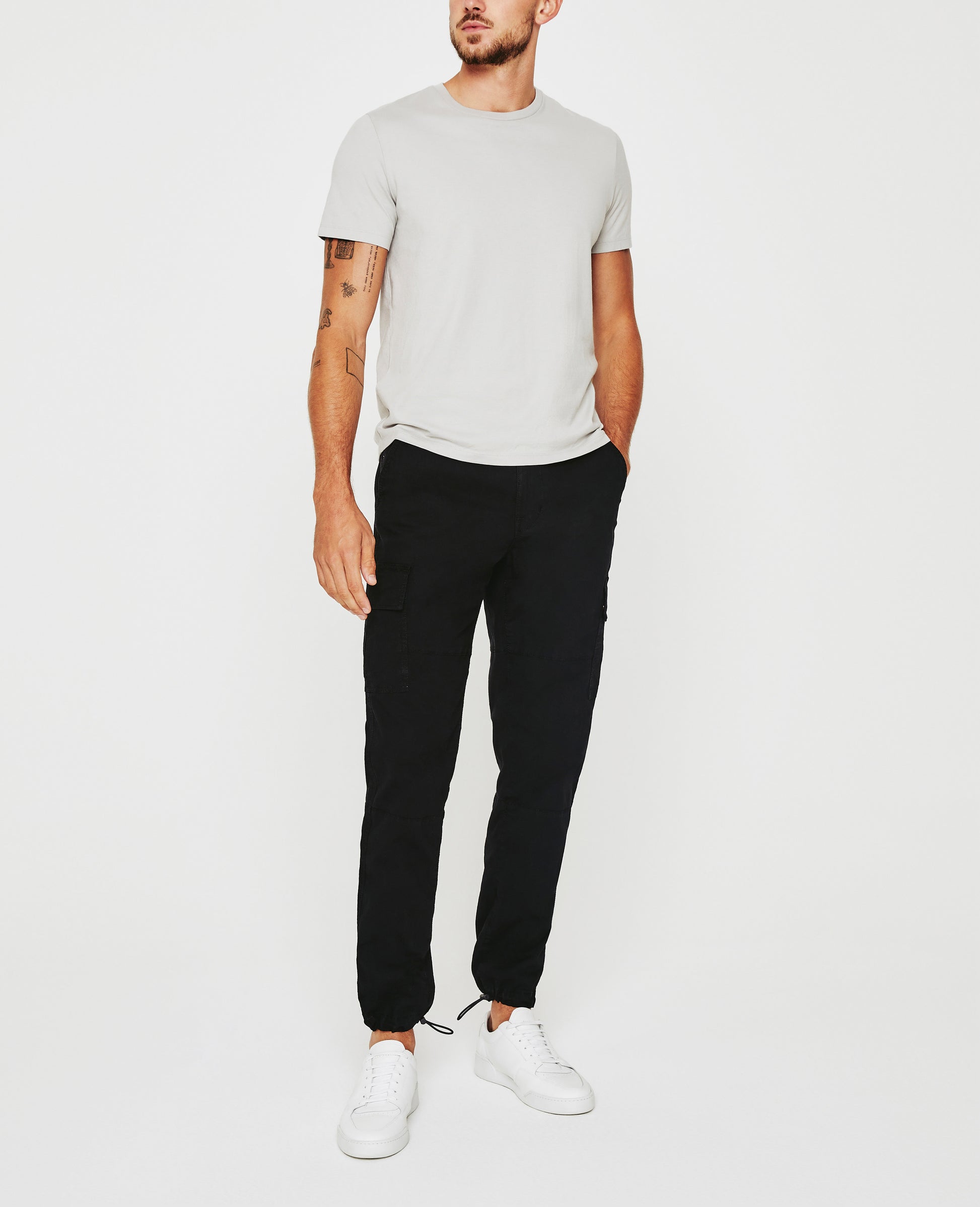 Wells Cargo Pure Black Relaxed Tapered Men Bottoms Photo 1