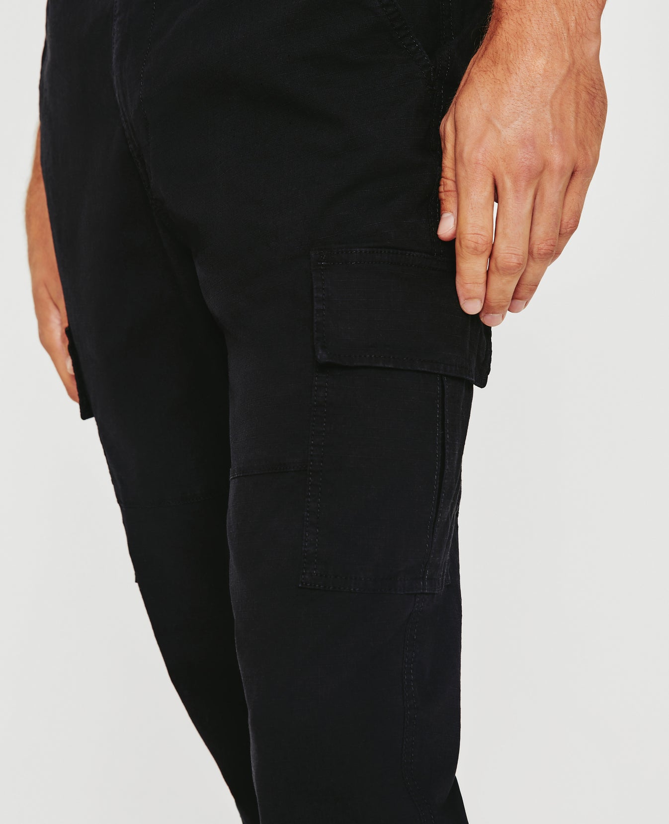Wells Cargo Pure Black Relaxed Tapered Men Bottoms Photo 3