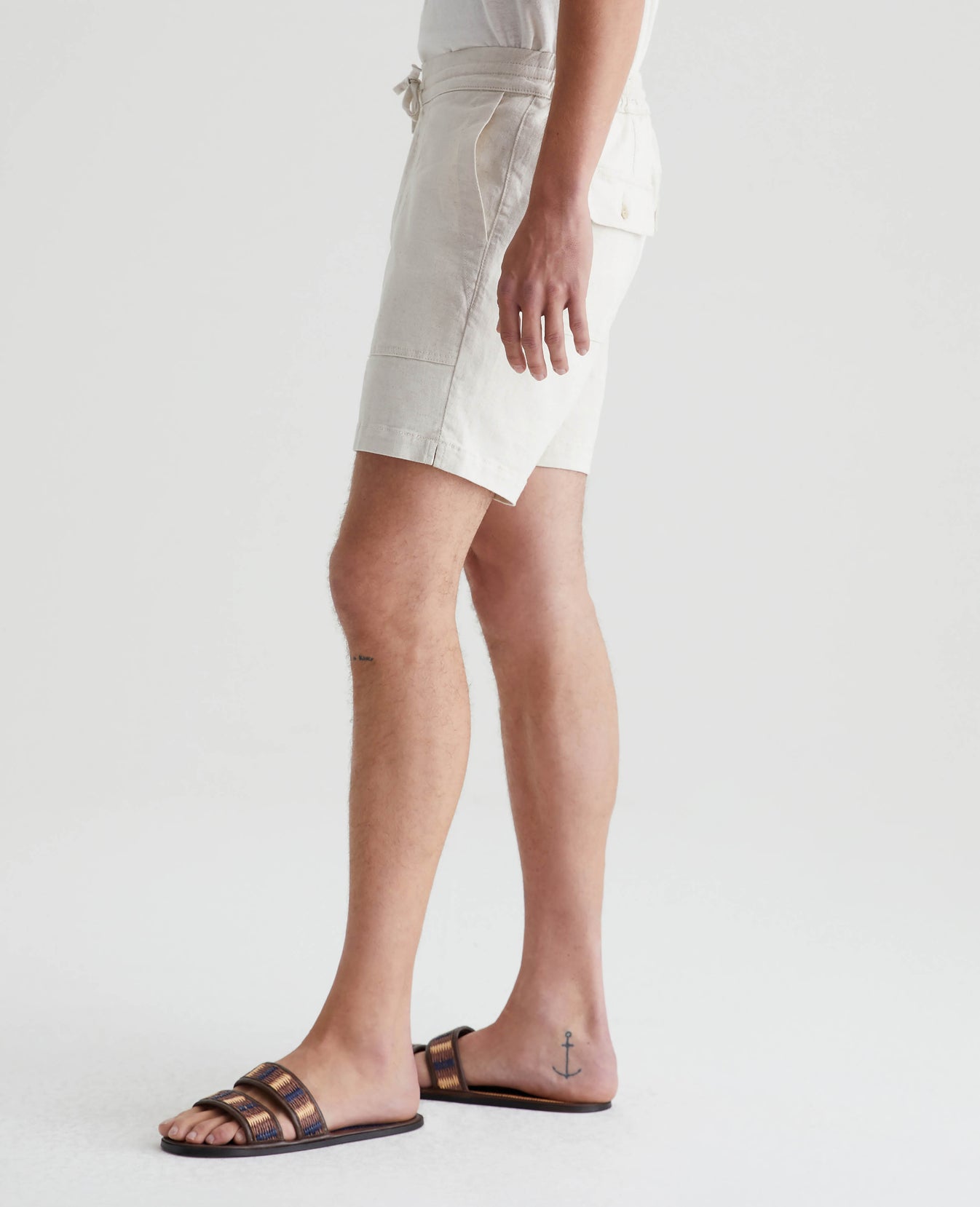 Wells Drawstring Short Natural Mens Bottom Photo 4