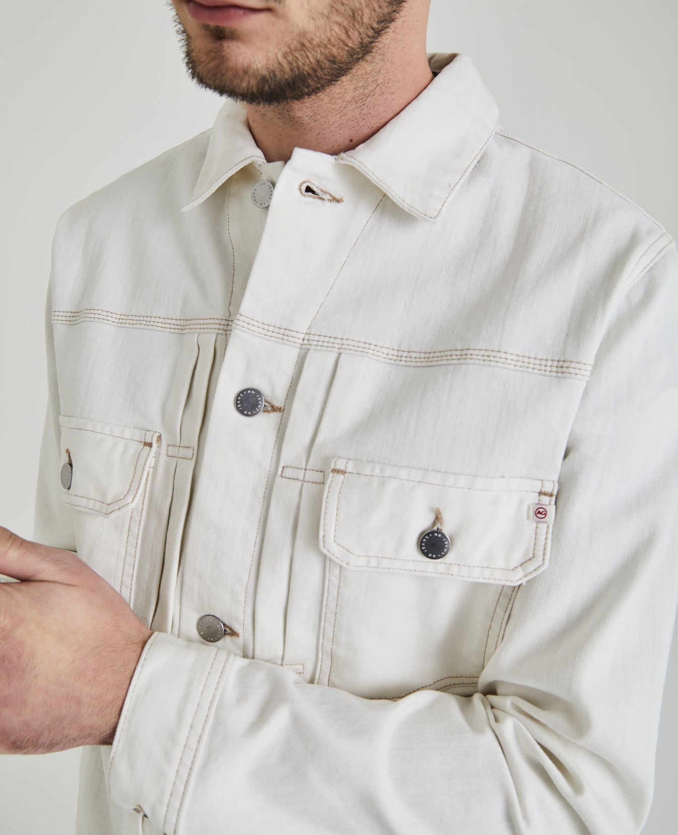 Omaha Jacket Moderne White Utilitarian Jean Jacket Men Tops Photo 2