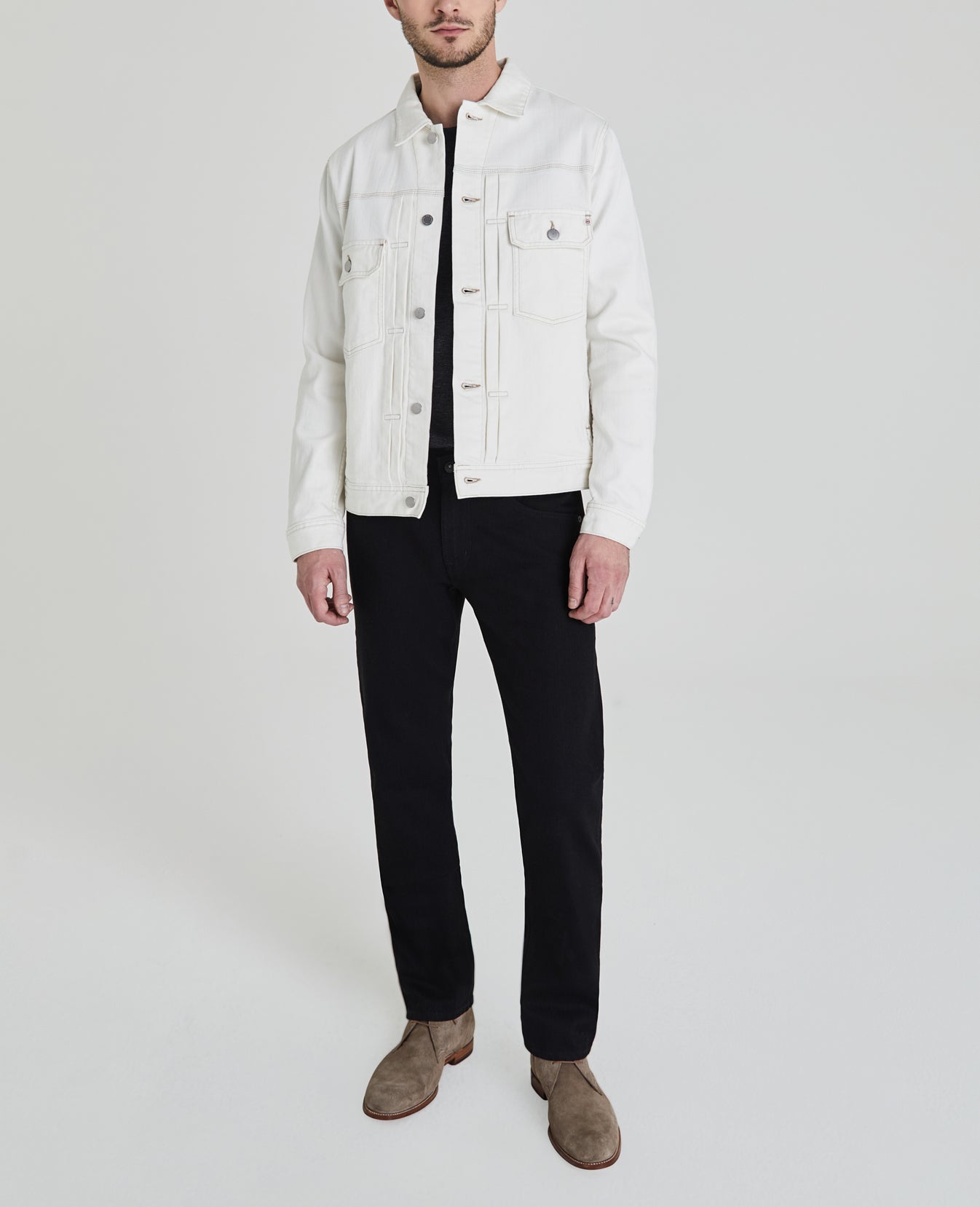 Omaha Jacket Moderne White Utilitarian Jean Jacket Men Tops Photo 6