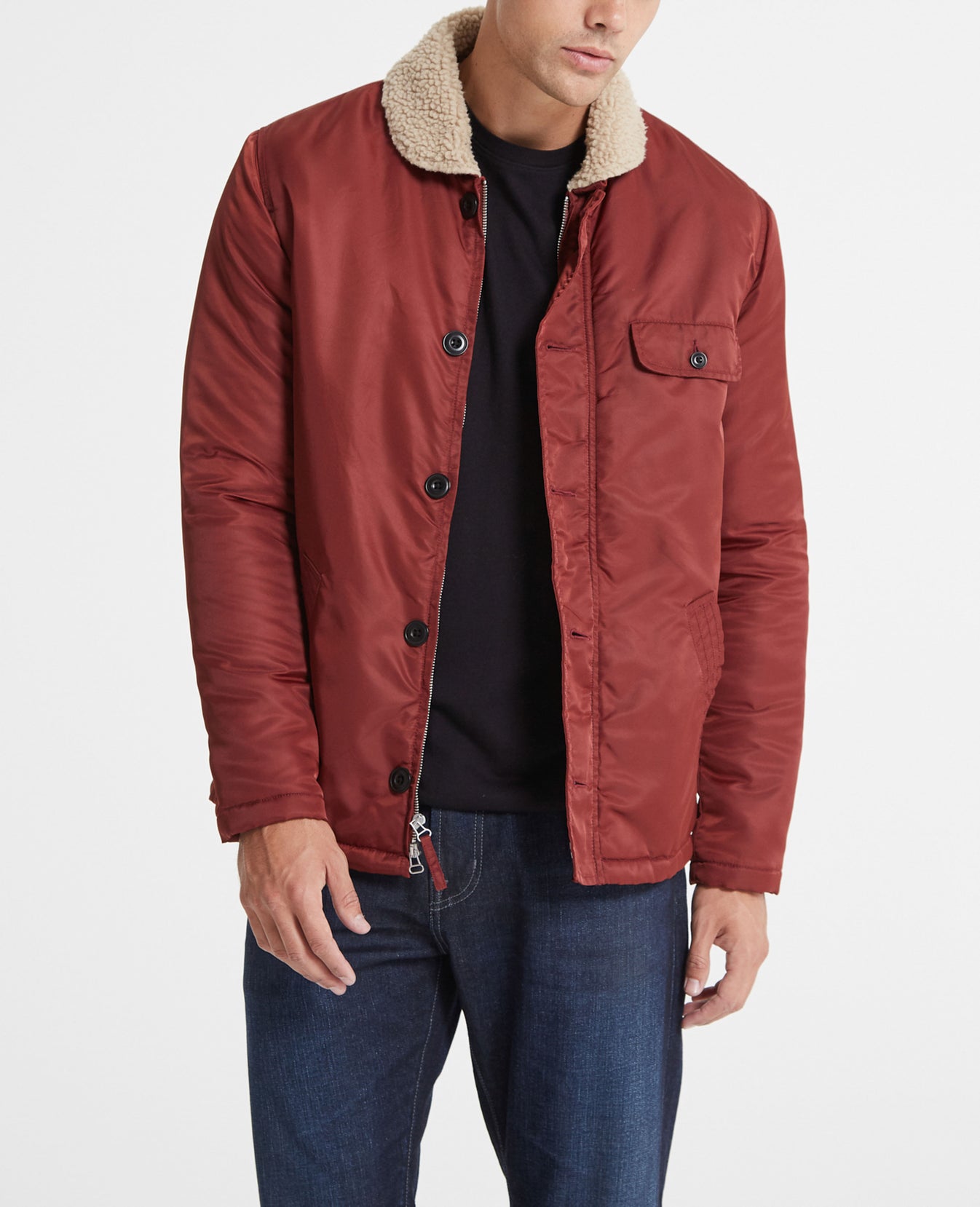Holt Shearling Lined Jacket Tannic Red Shearling Jacket Men Tops Photo 1