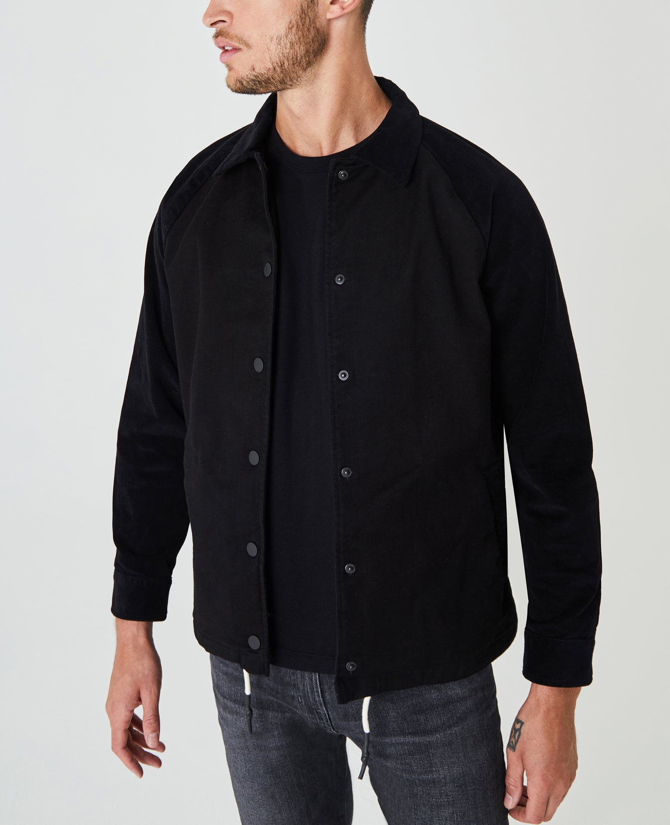 Deck Coach Jacket True Black Corduroy Sleeve Coach Jacket Men Tops Photo 6