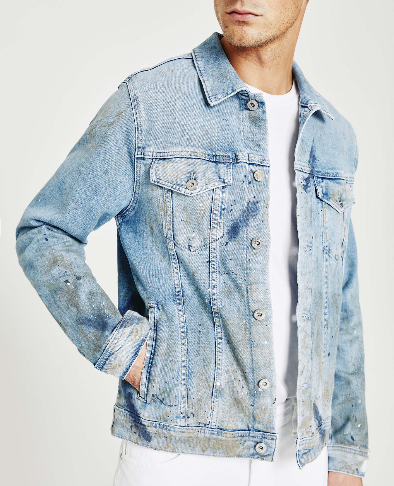 Dart Jacket 19 Years Petroglyph Painted Classic Trucker Jacket Men Tops Photo 3