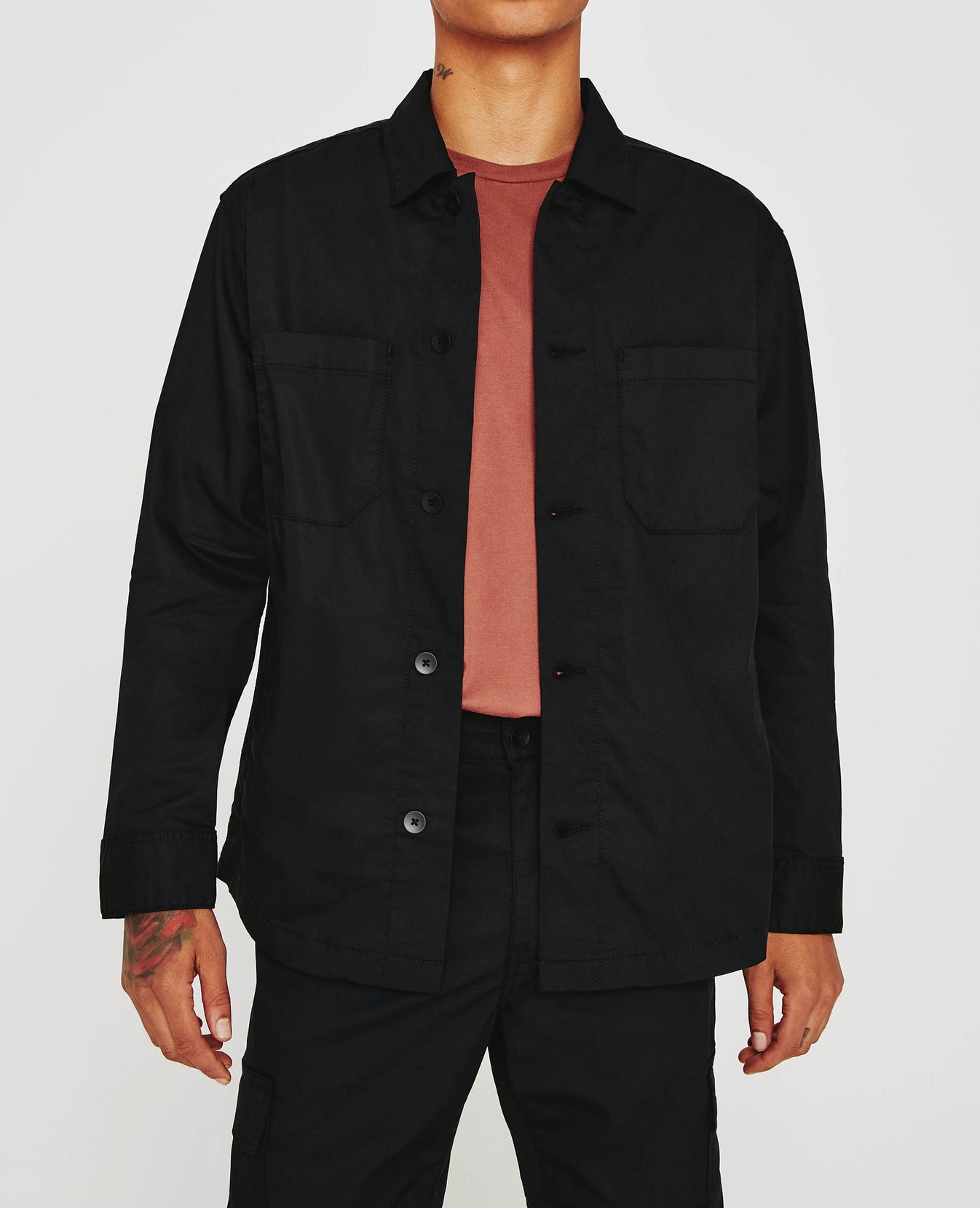 Lance Fatigue Pure Black Shirt Jacket Men Tops Photo 1