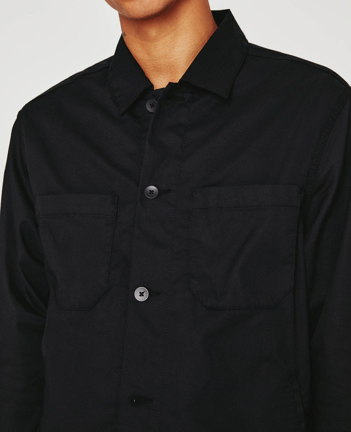 Lance Fatigue Pure Black Shirt Jacket Men Tops Photo 2
