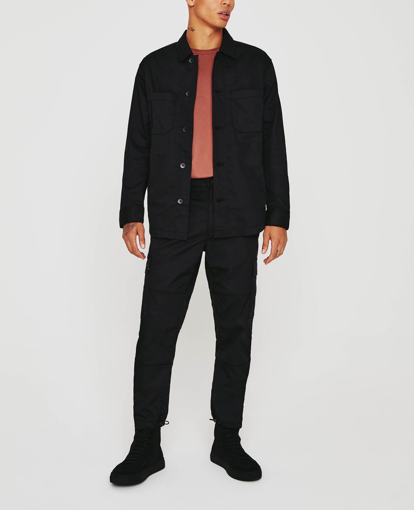 Lance Fatigue Pure Black Shirt Jacket Men Tops Photo 3