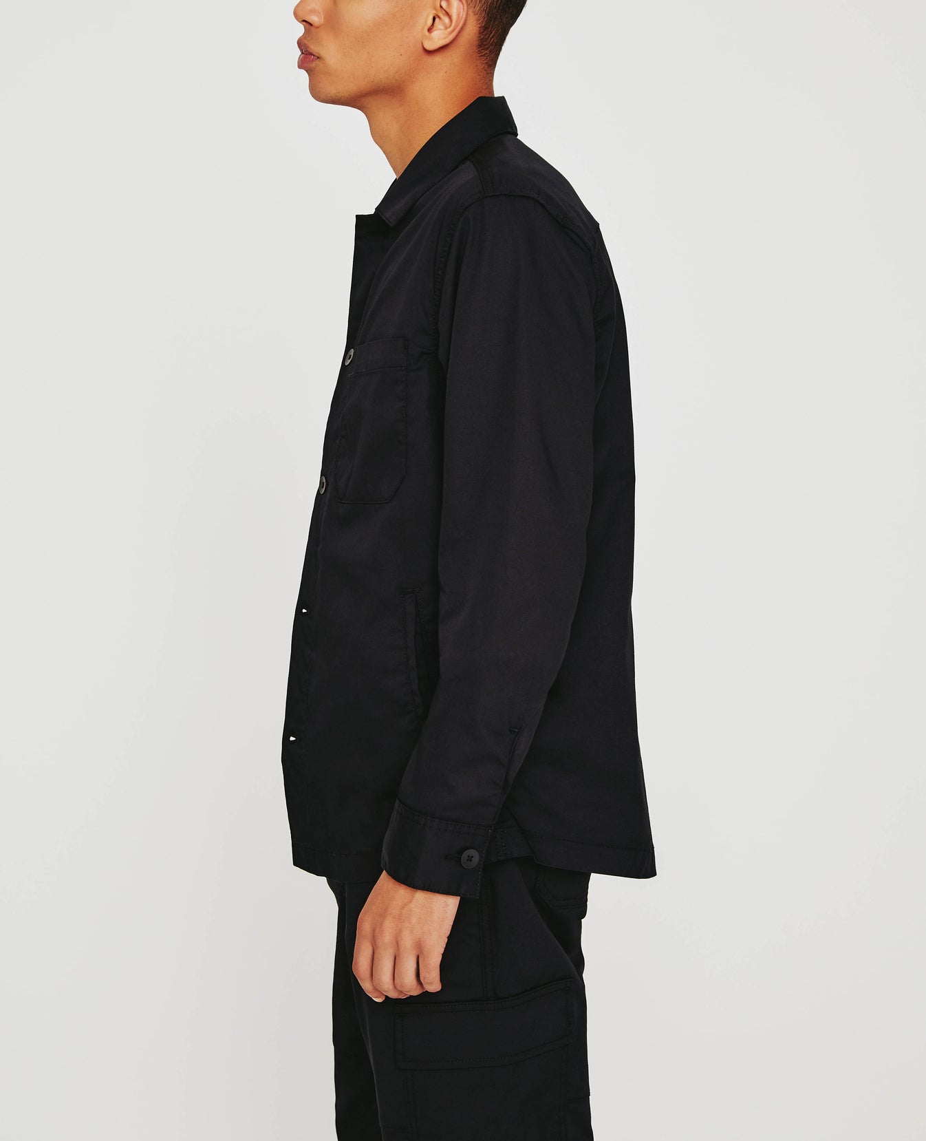 Lance Fatigue Pure Black Shirt Jacket Men Tops Photo 6