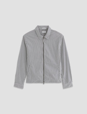 Philip Zip Jacket Charcoal Stripe Modern Chore Coat Men Top Photo 9