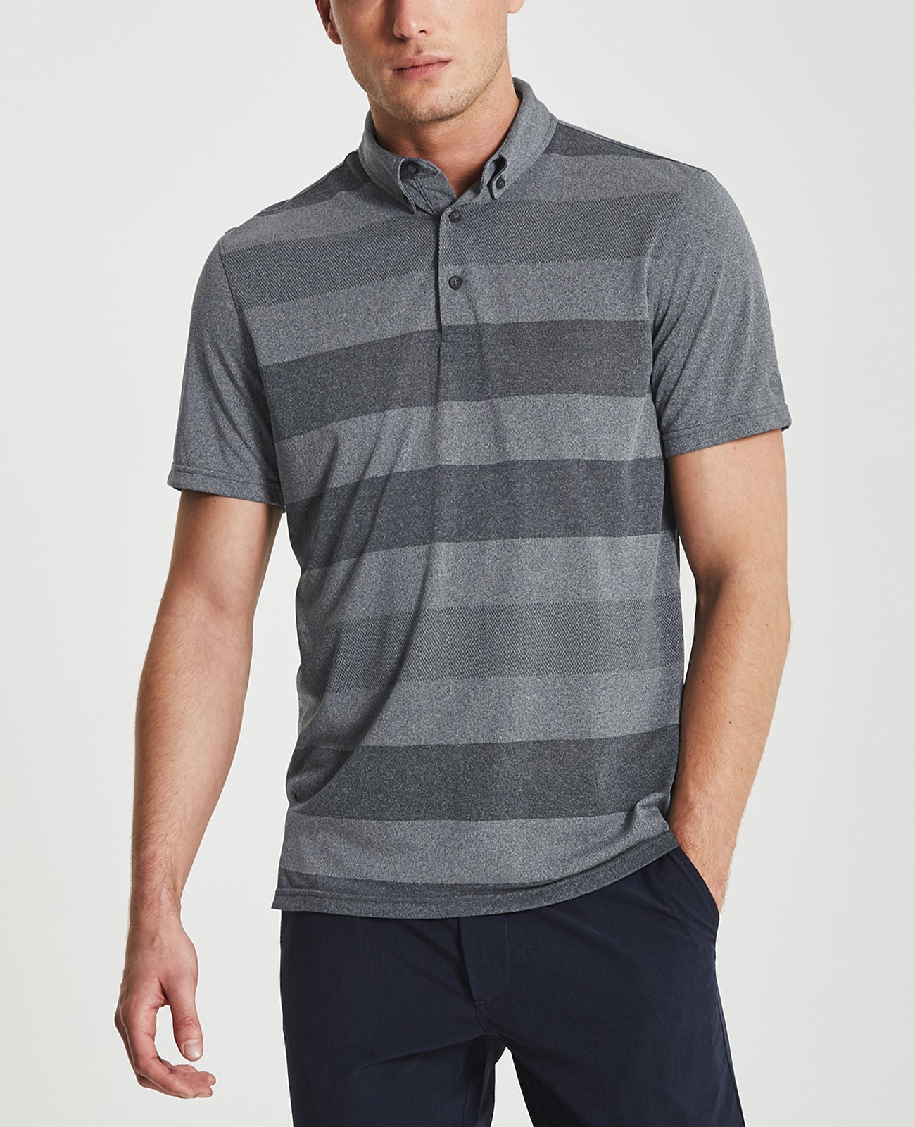 Hansen Stripe Polo Naval Blue Green Label Collection Men Tops Photo 1