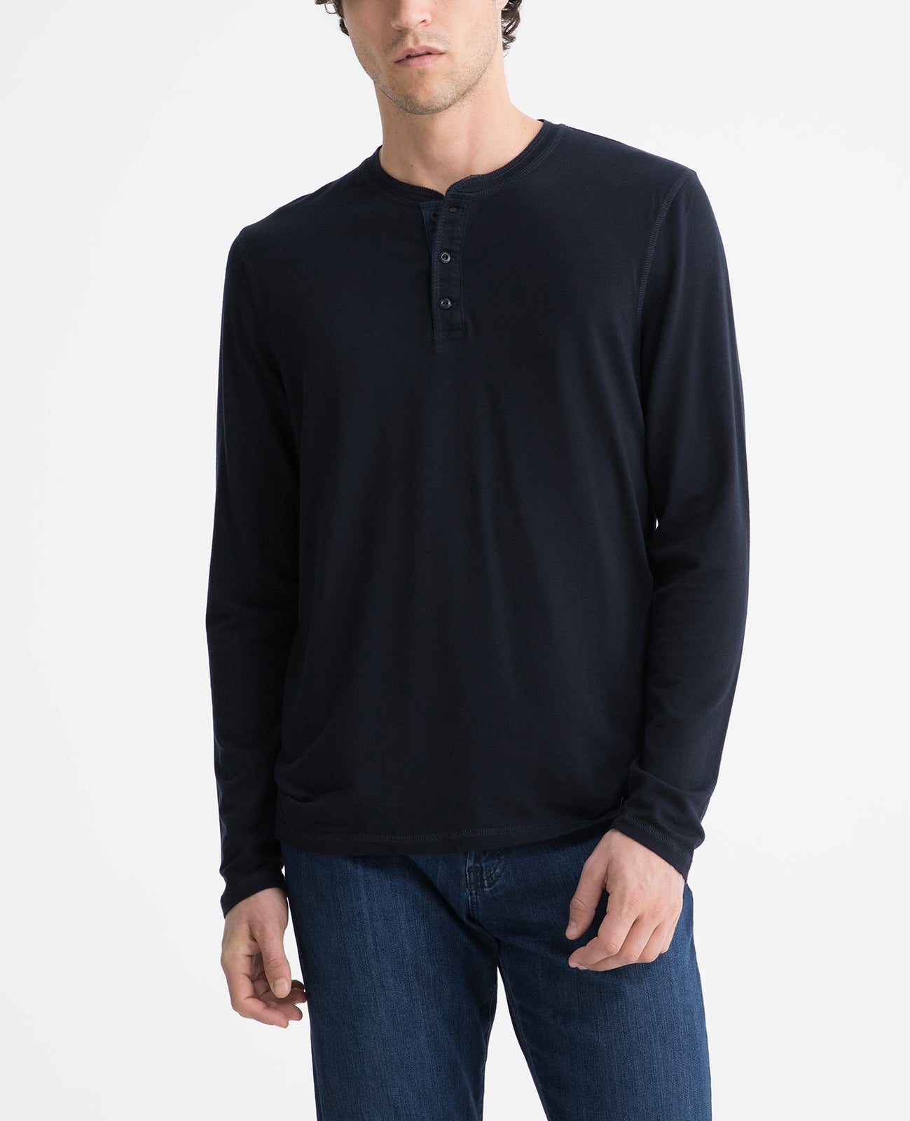 Clyde Henley True Navy Long Sleeve Henley Men Tops Photo 1