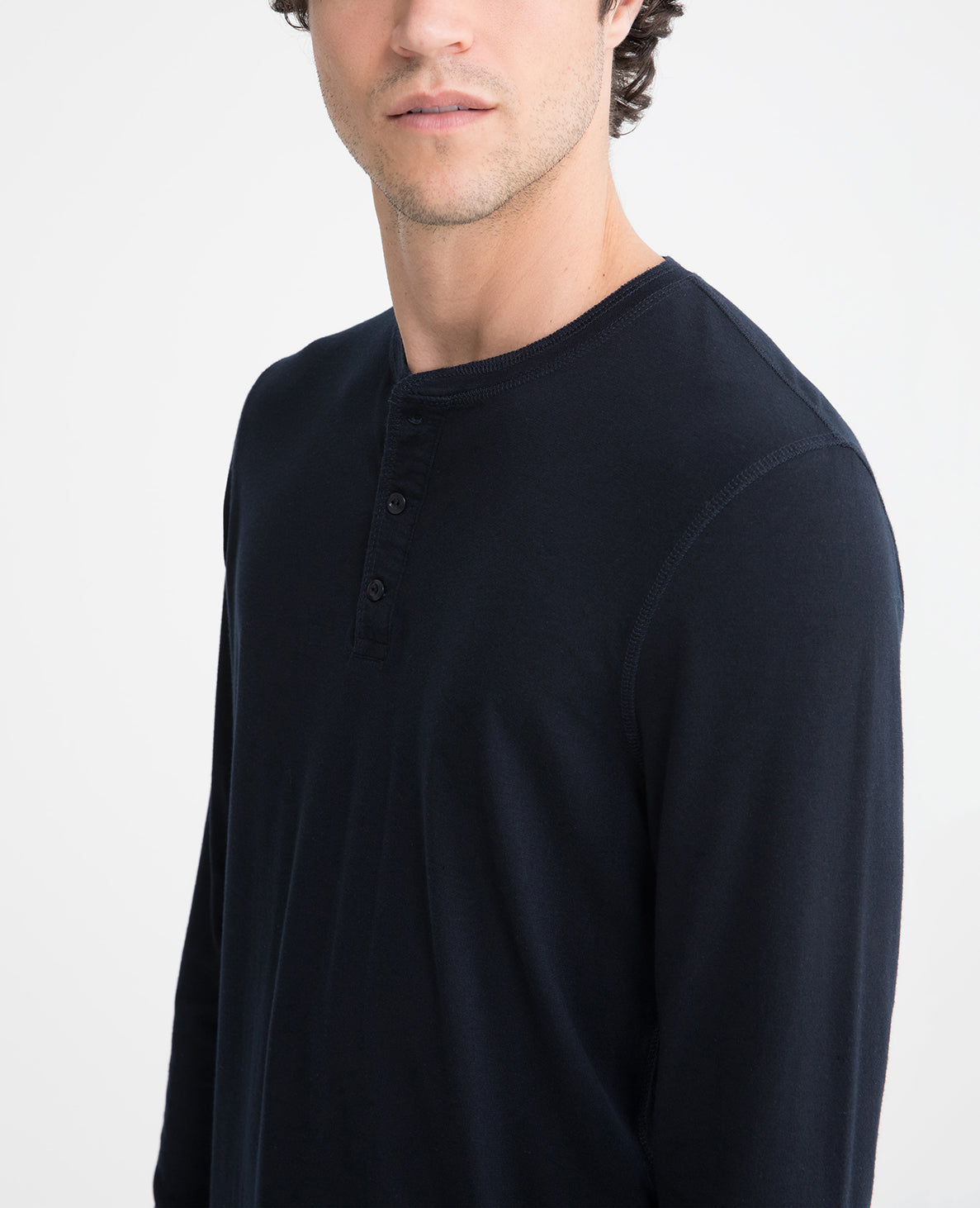 Clyde Henley True Navy Long Sleeve Henley Men Tops Photo 2