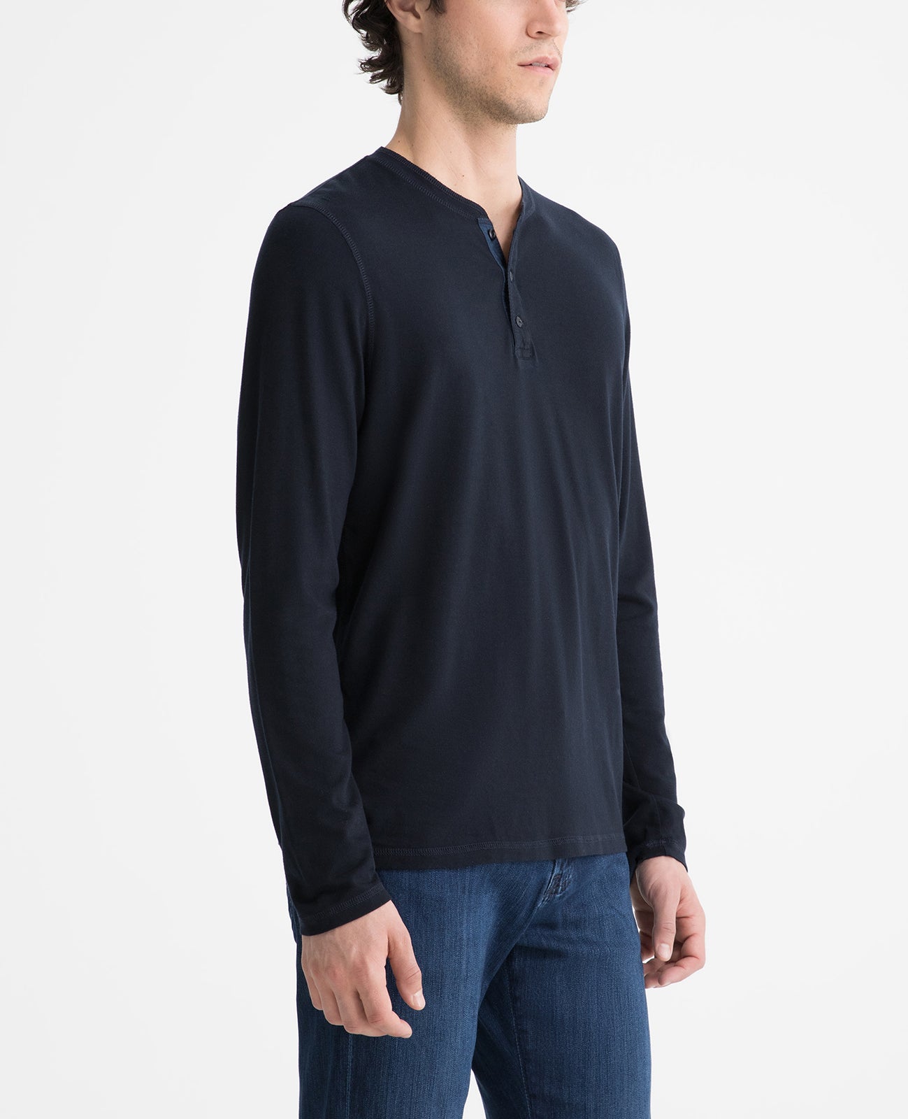 Clyde Henley True Navy Long Sleeve Henley Men Tops Photo 3