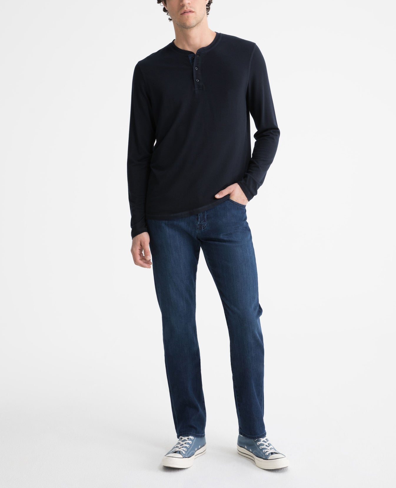 Clyde Henley True Navy Long Sleeve Henley Men Tops Photo 4