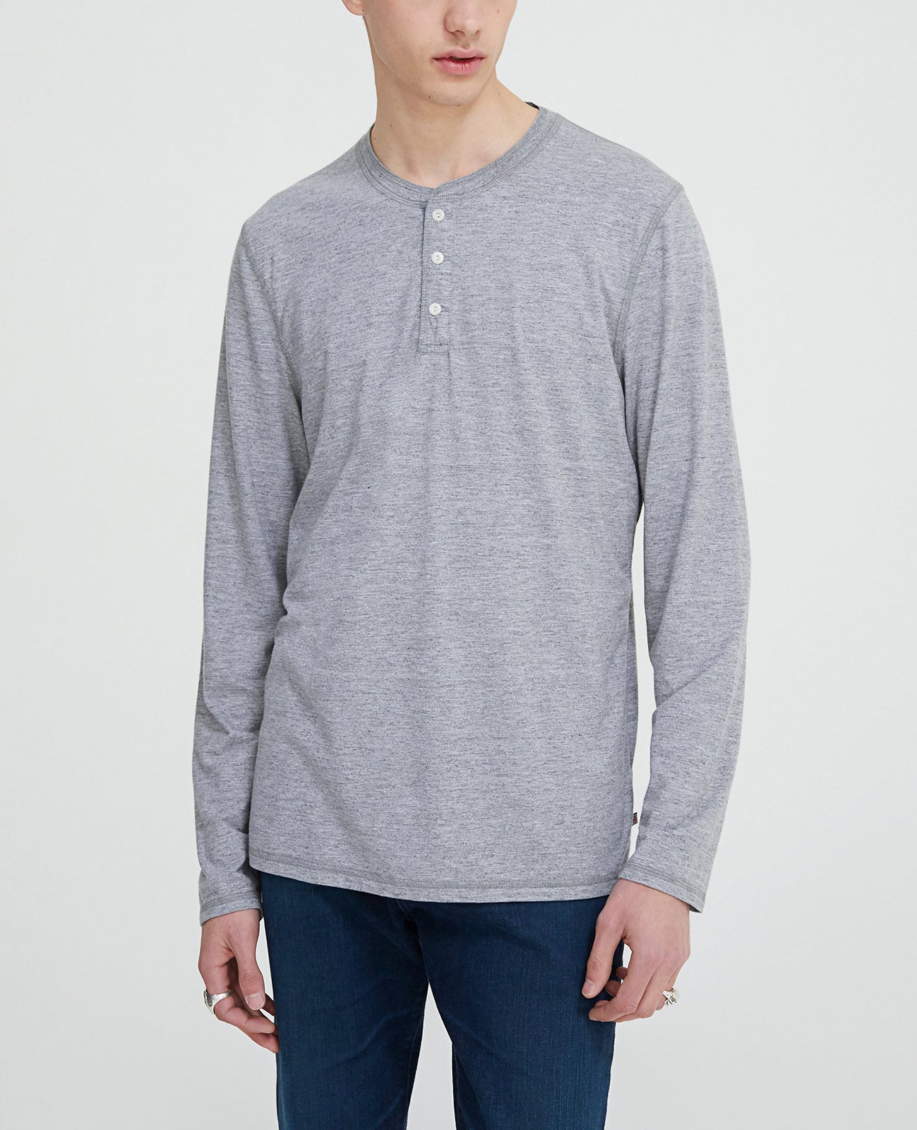 Clyde Henley Heather Grey Long Sleeve Henley Men Tops Photo 1
