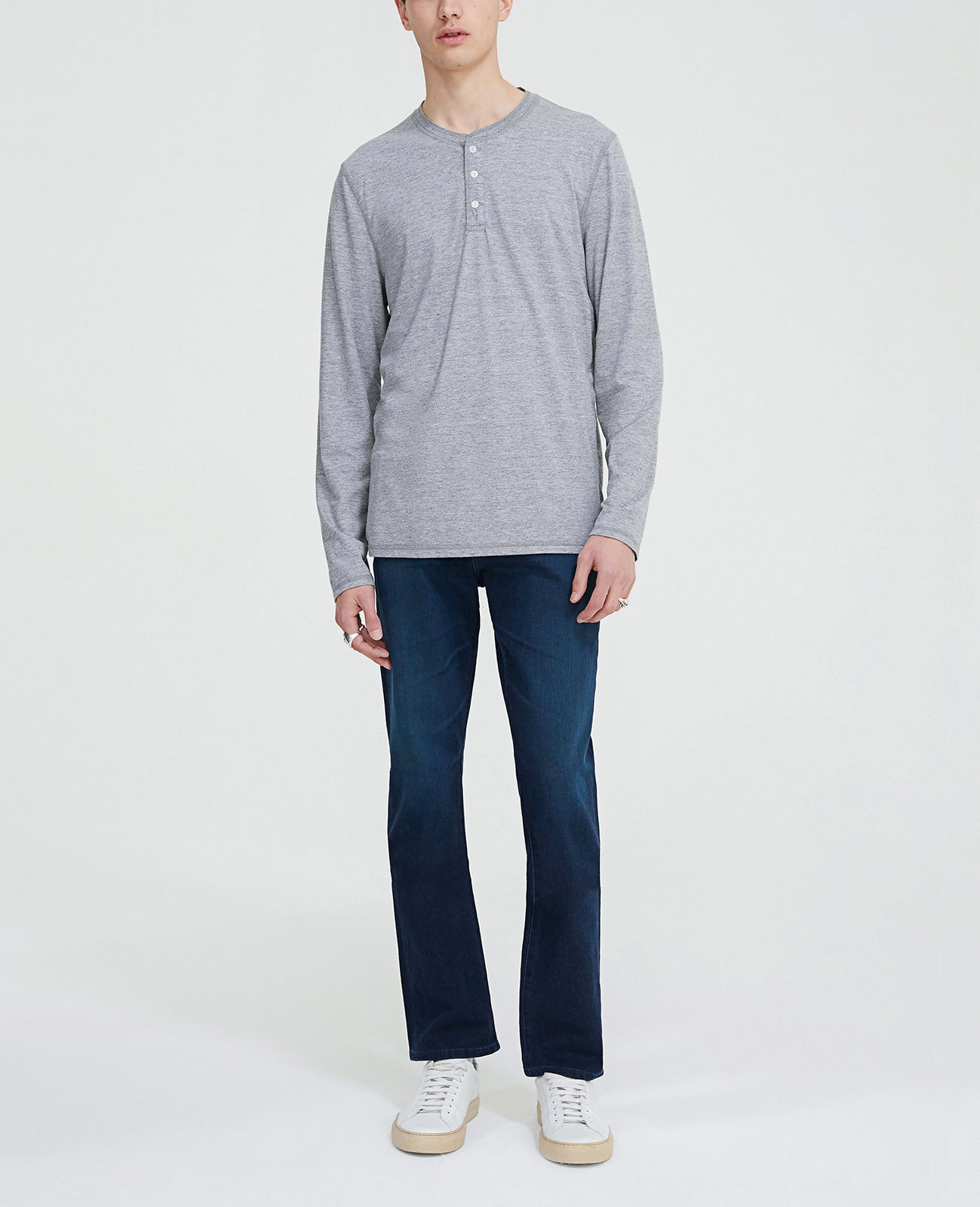 Clyde Henley Heather Grey Long Sleeve Henley Men Tops Photo 4