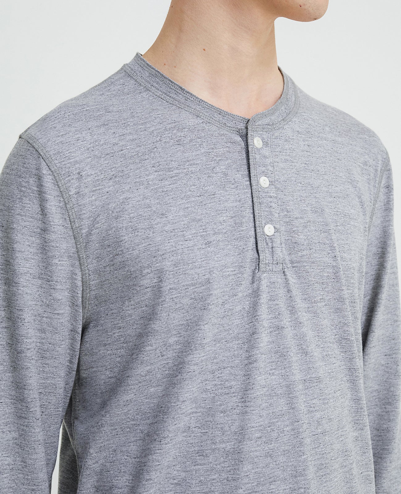 Clyde Henley Heather Grey Long Sleeve Henley Men Tops Photo 6