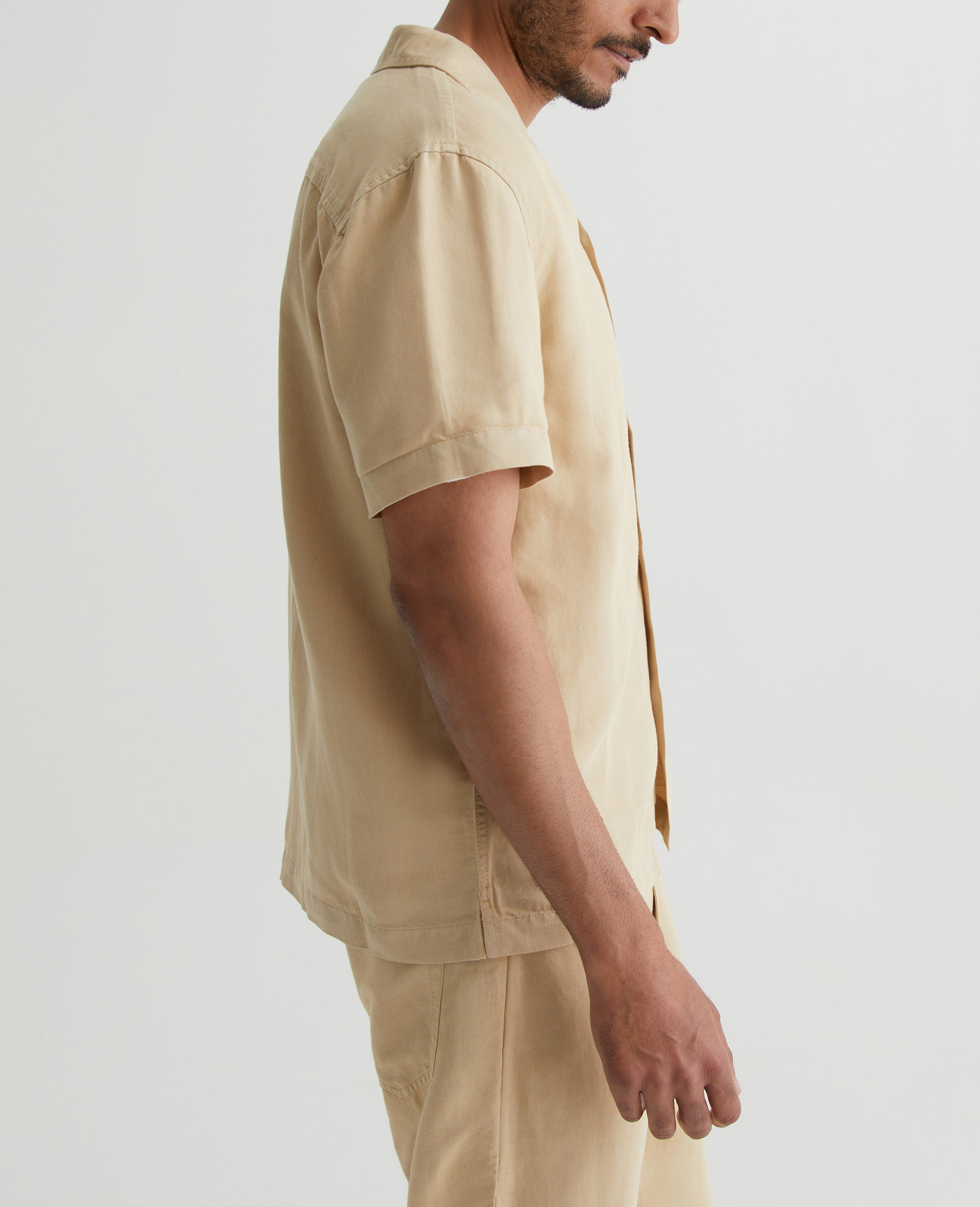 Mens Foster Linen Shirt Wheat Fields