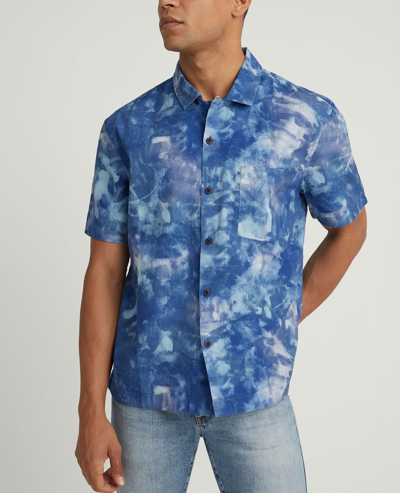 Foster Short Sleeve Shirt Abstract Tiedye Night Rain Classic Crew Neck Tee Men Tops Photo 1