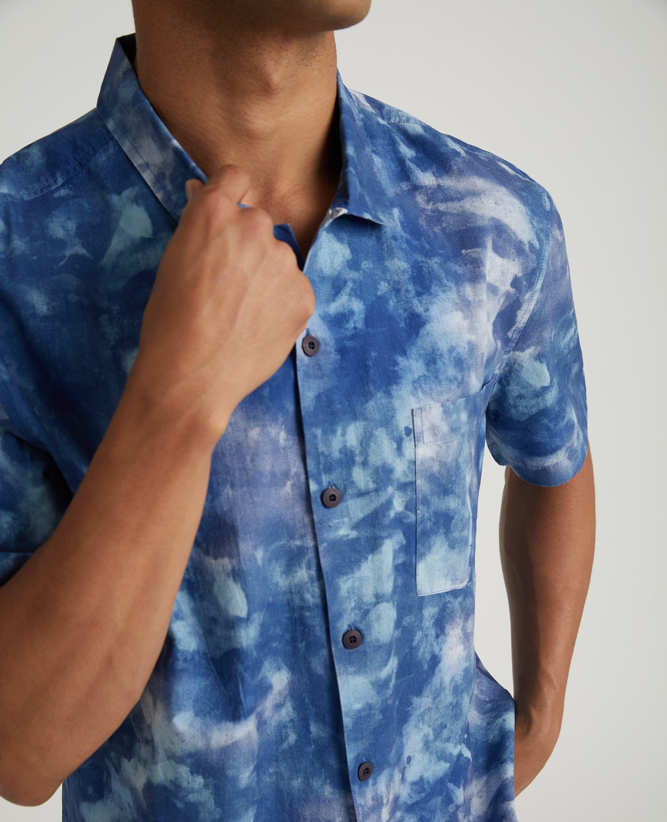 Foster Short Sleeve Shirt Abstract Tiedye Night Rain Classic Crew Neck Tee Men Tops Photo 2