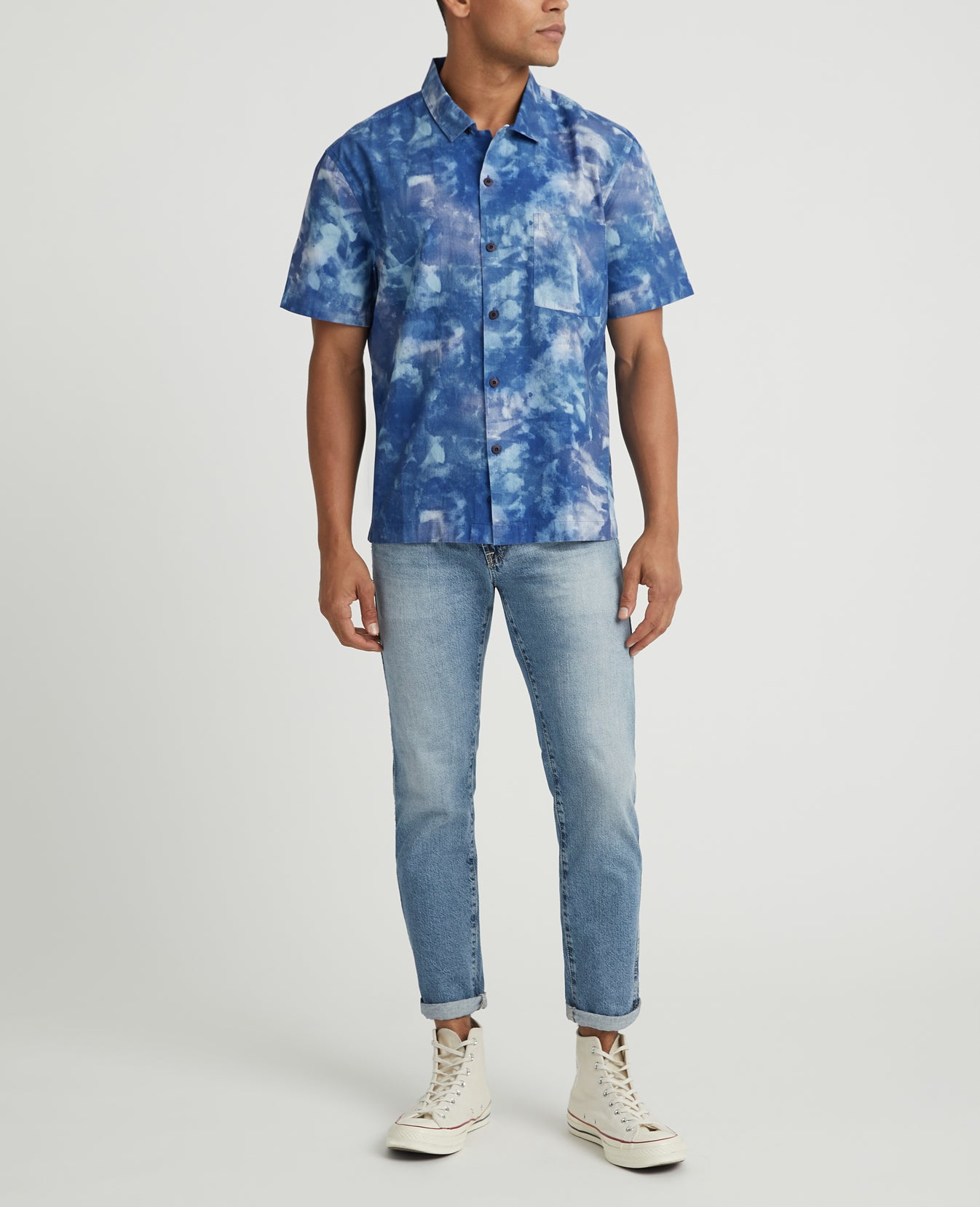 Foster Short Sleeve Shirt Abstract Tiedye Night Rain Classic Crew Neck Tee Men Tops Photo 6