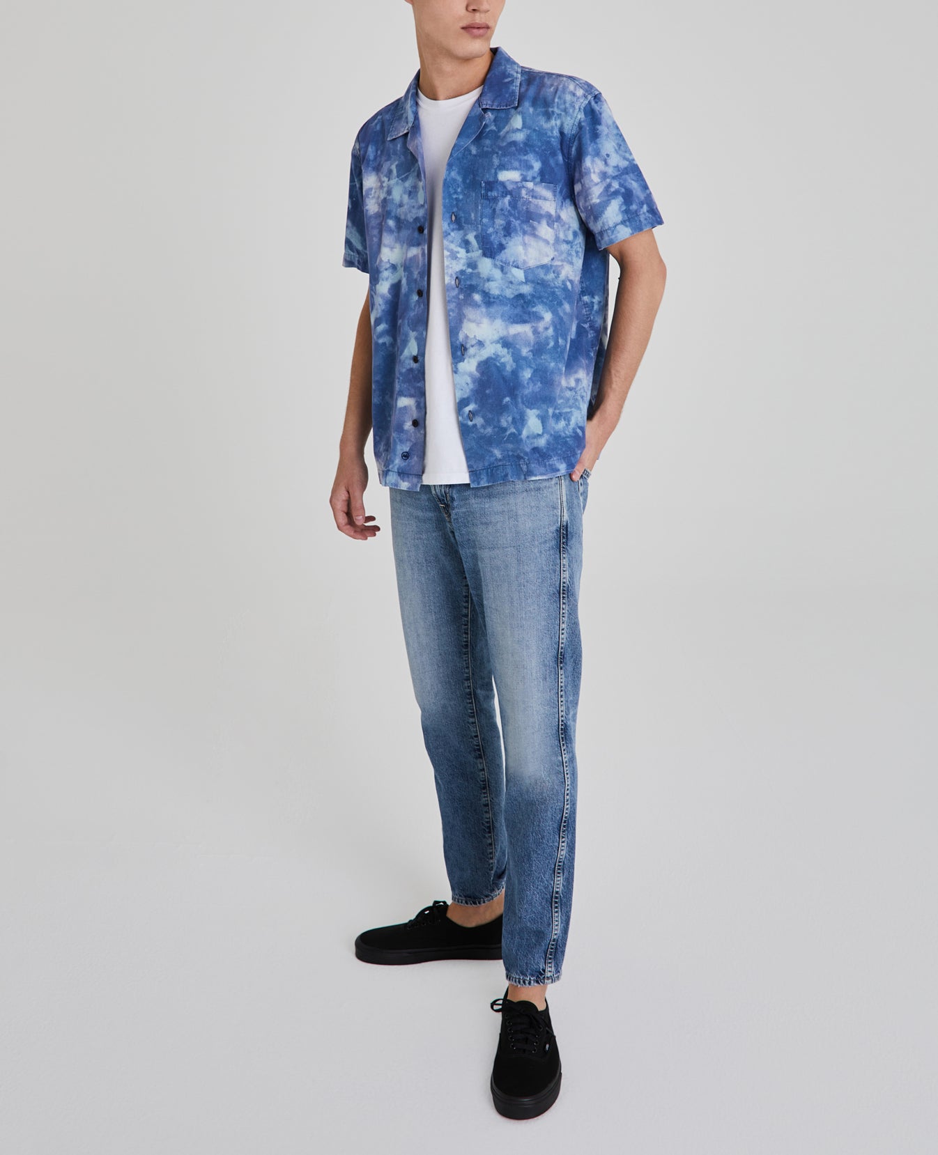 Foster Short Sleeve Shirt Abstract Tiedye Night Rain Classic Crew Neck Tee Men Tops Photo 6