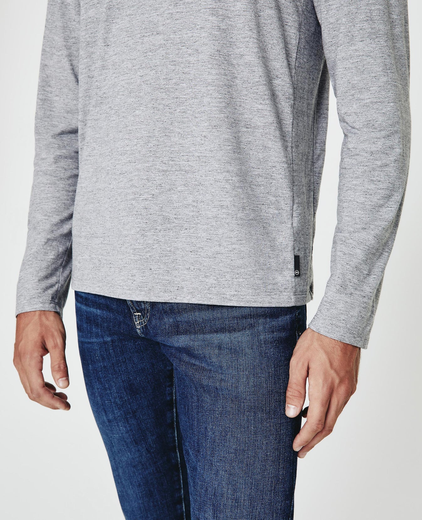 Clyde Long Sleeve Tee Heather Grey Classic Fit Crew Men Tops Photo 2