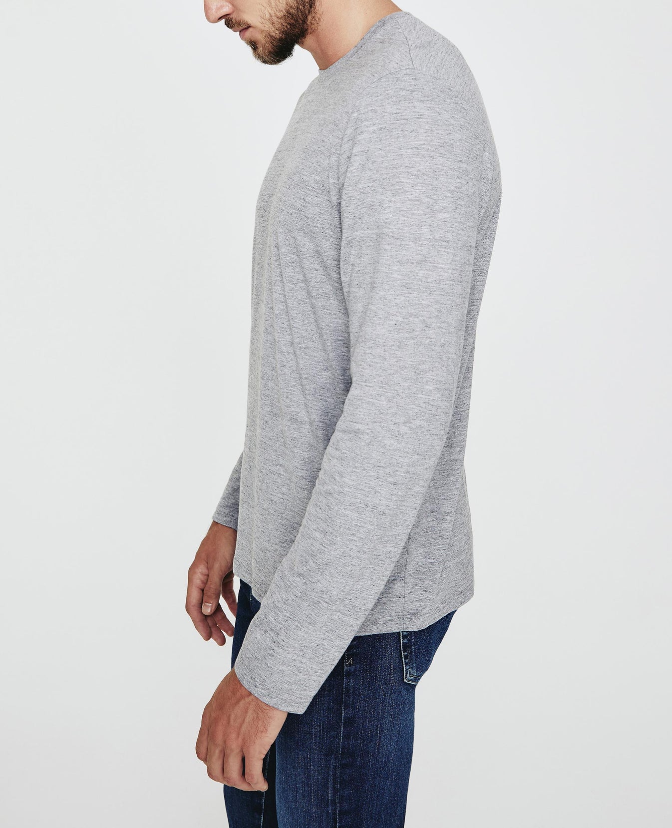 Clyde Long Sleeve Tee Heather Grey Classic Fit Crew Men Tops Photo 3
