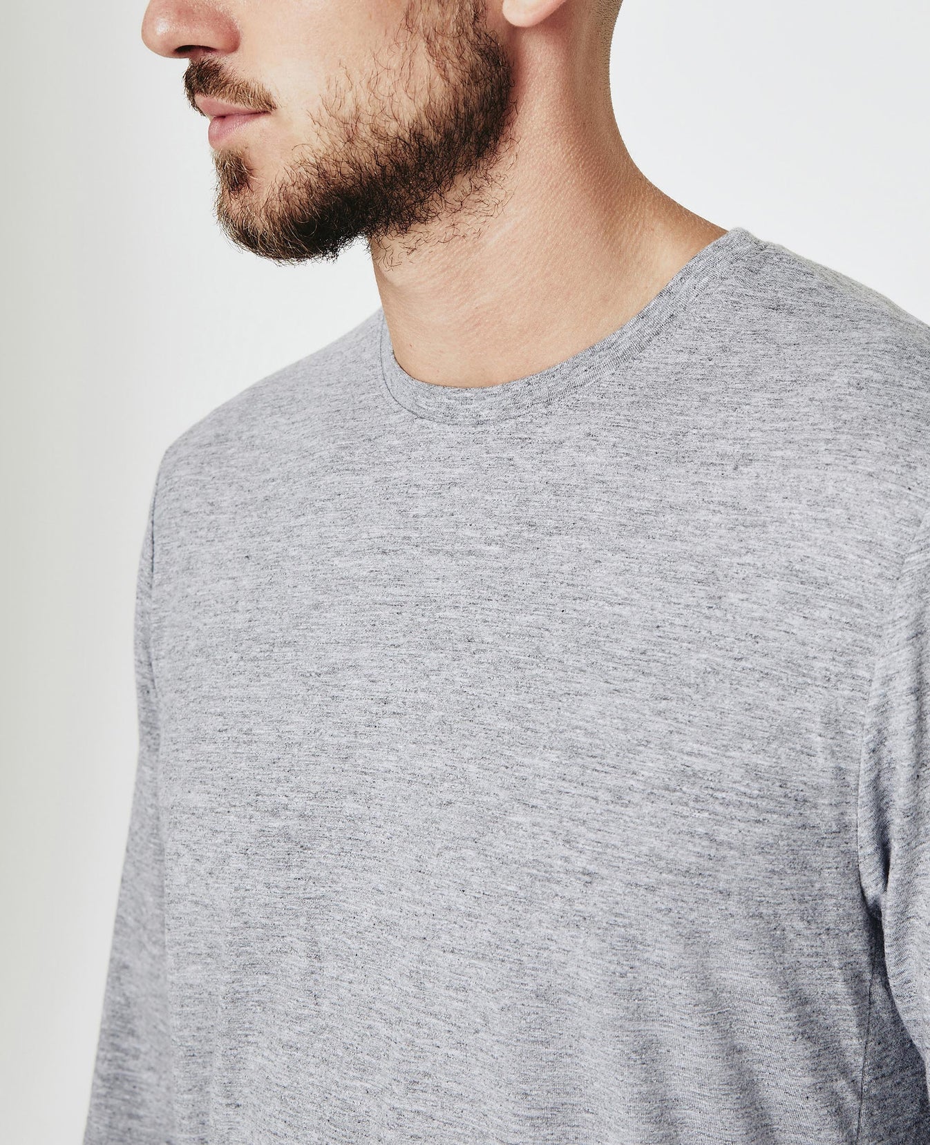 Clyde Long Sleeve Tee Heather Grey Classic Fit Crew Men Tops Photo 6