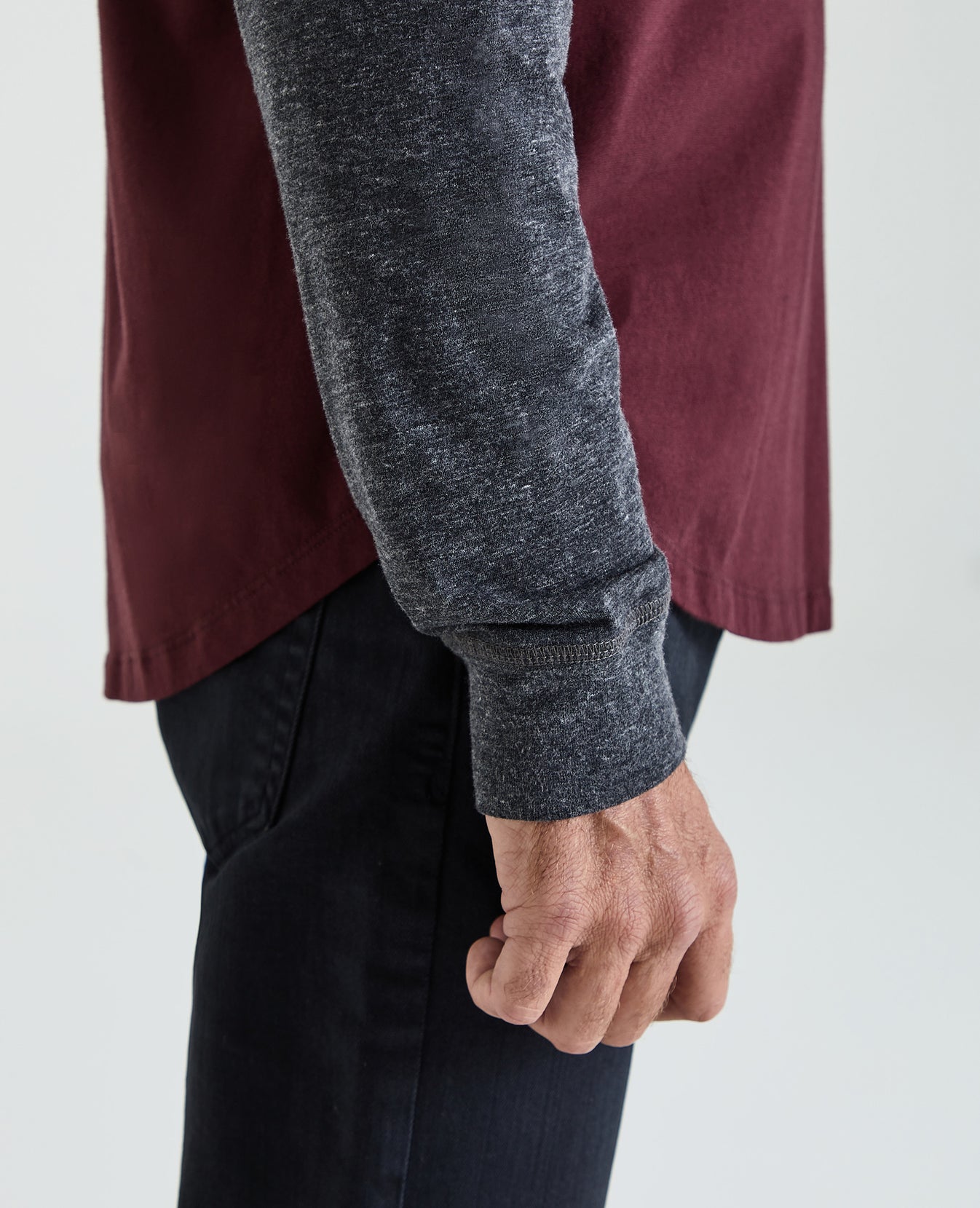 Liam Raglan Crew Boysenberry/Hear Charcoal Long Sleeve Raglan Men Tops Photo 2