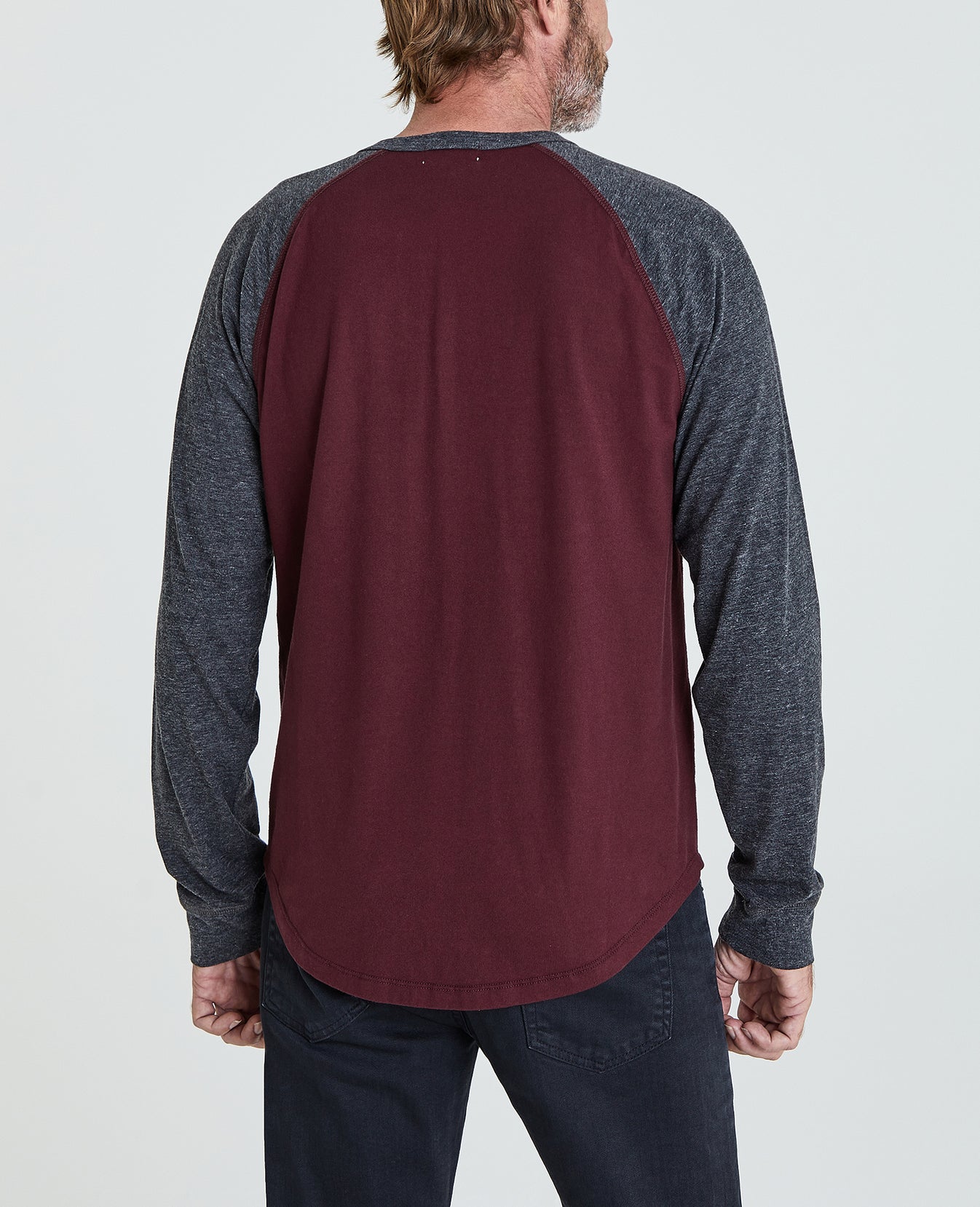 Liam Raglan Crew Boysenberry/Hear Charcoal Long Sleeve Raglan Men Tops Photo 3