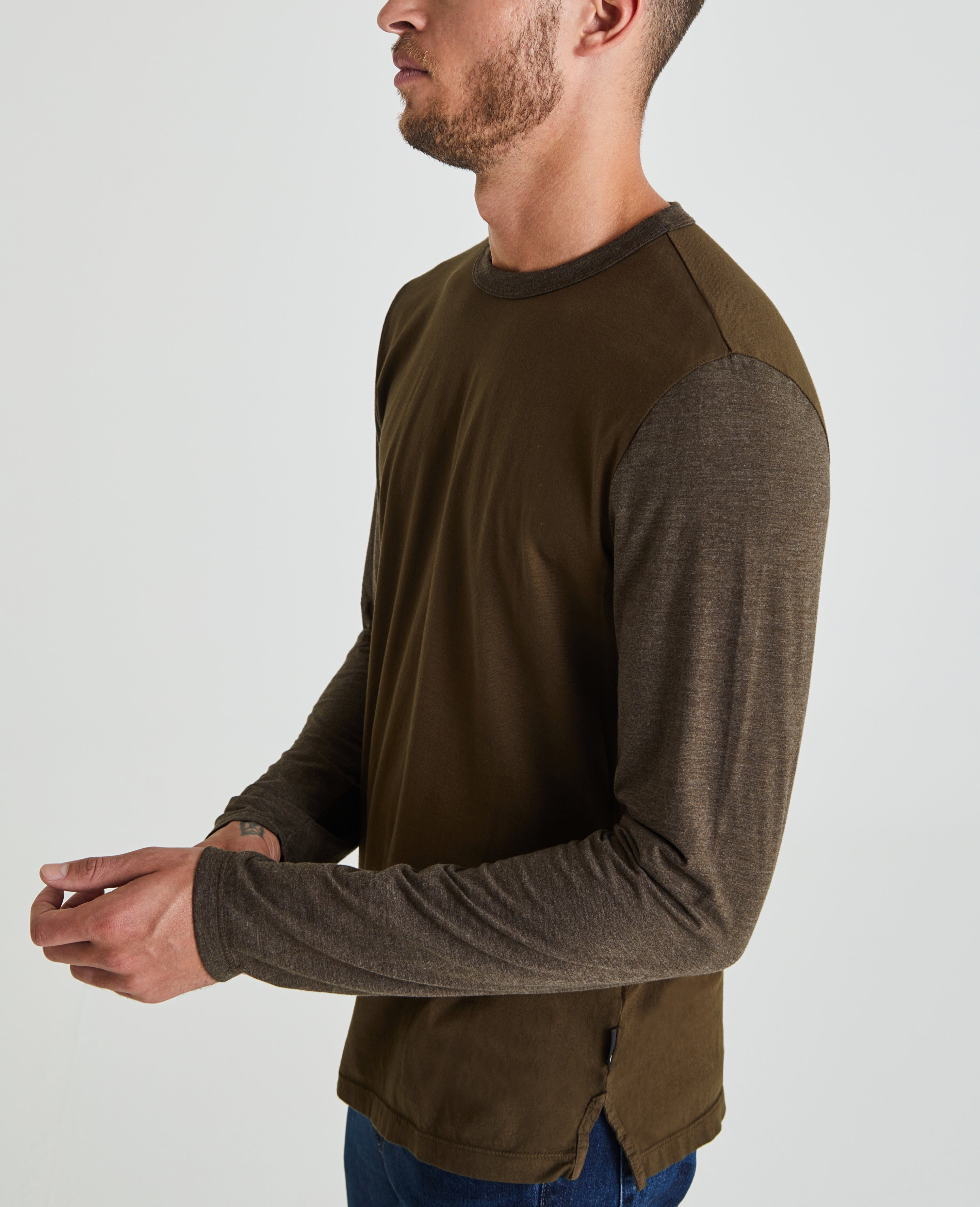 brown split hem jeans