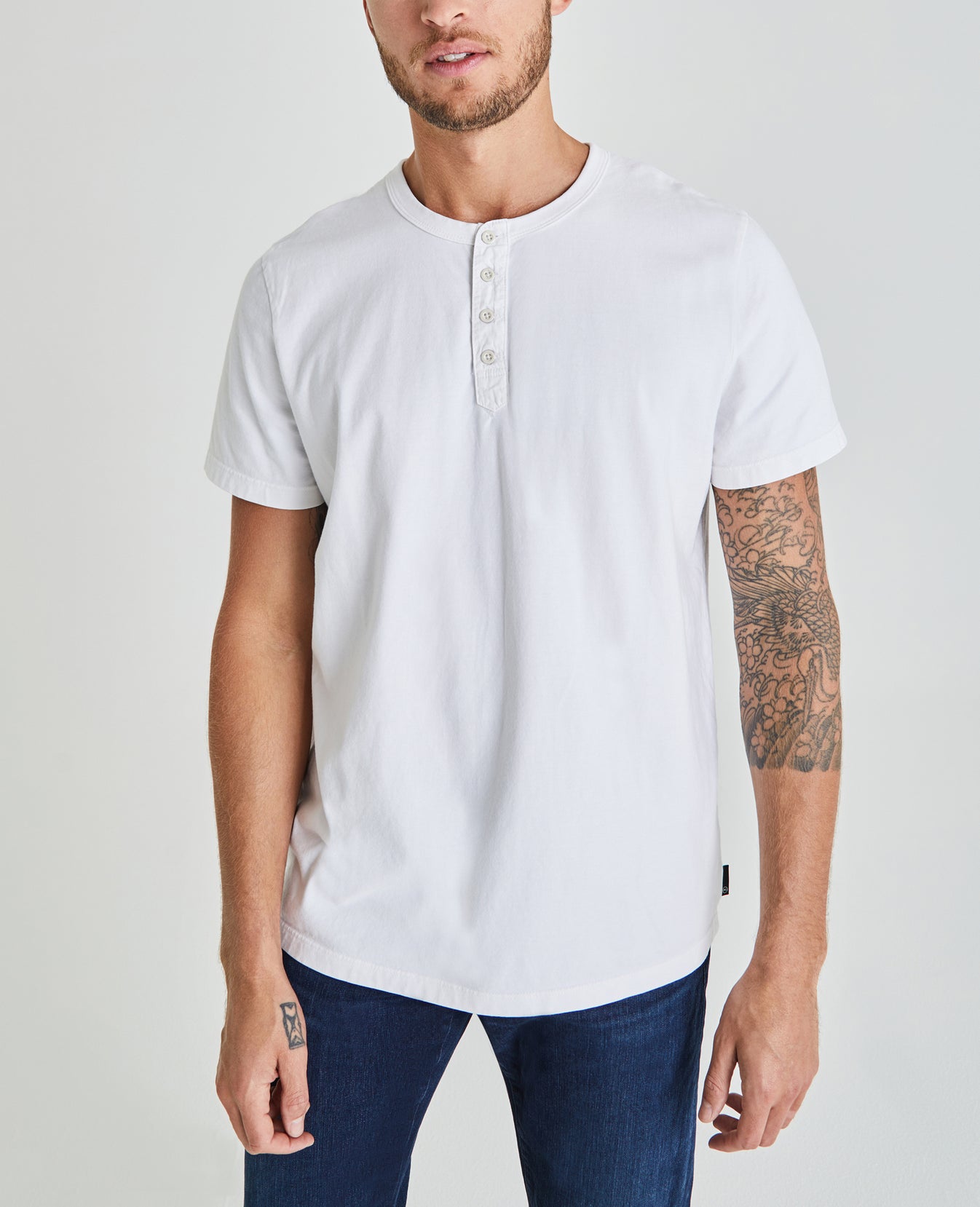 Clyde Short Sleeve Henley True White Classic Fit Crew Men Tops Photo 1
