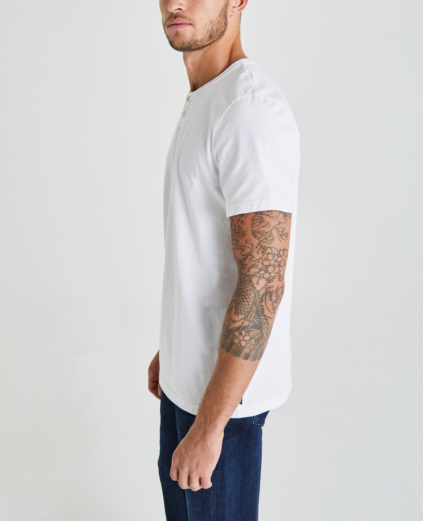 Clyde Short Sleeve Henley True White Classic Fit Crew Men Tops Photo 3