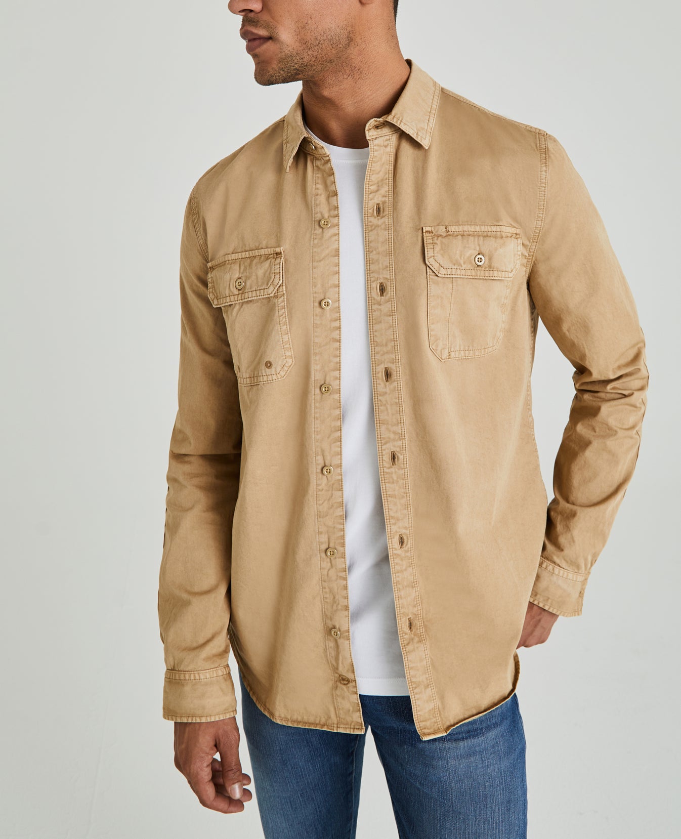 Benning Sleeve Patch Shirt Sulfur Sandy Pail Long Sleeve Shirt Men Tops Photo 1