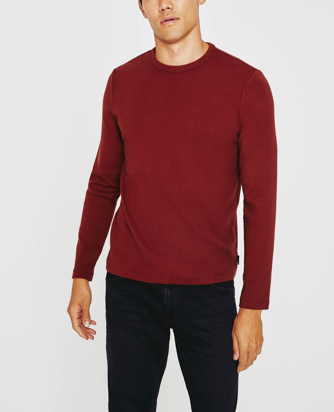 Canon Long Sleeve Crew Dark Hibiscus Long Sleeve Crew Neck Men Tops Photo 2
