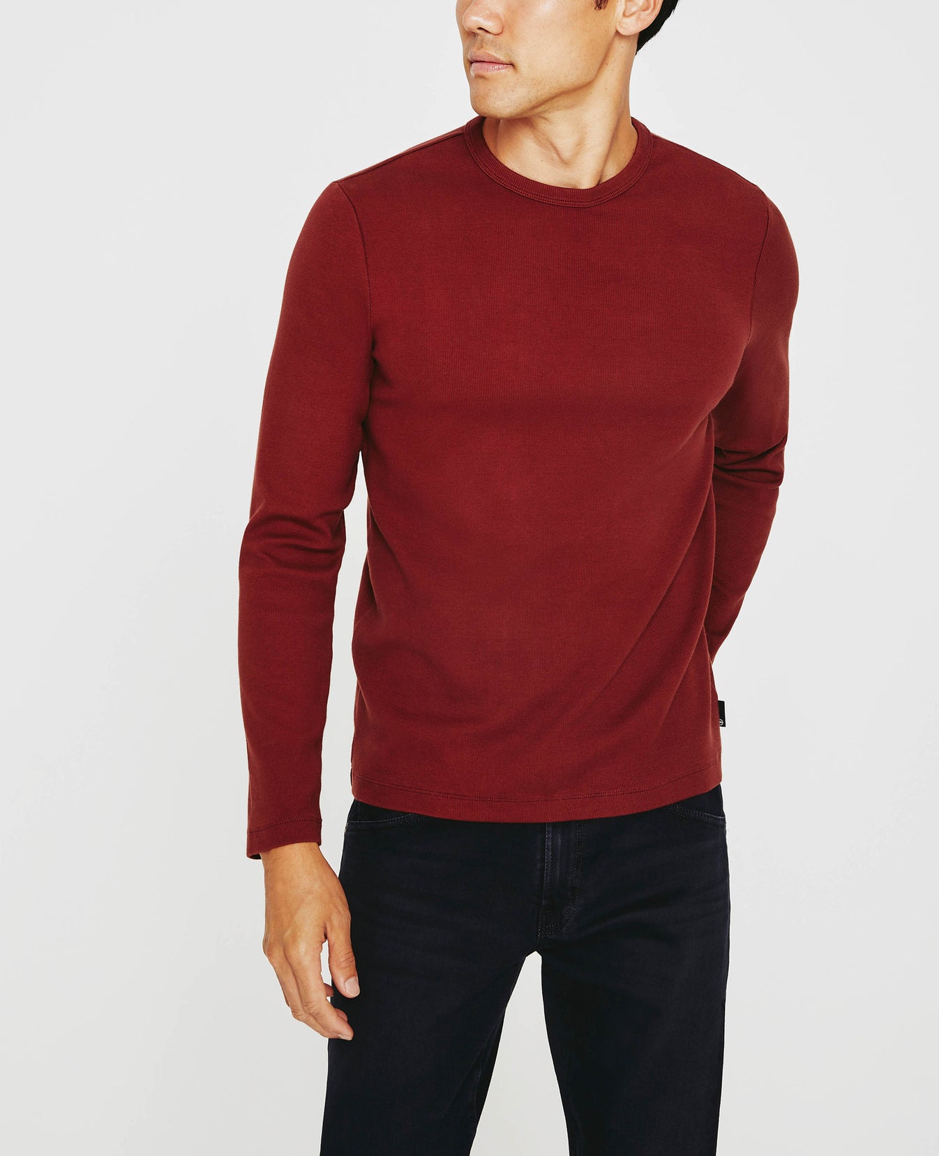 Canon Long Sleeve Crew Dark Hibiscus Long Sleeve Crew Neck Men Tops Photo 3