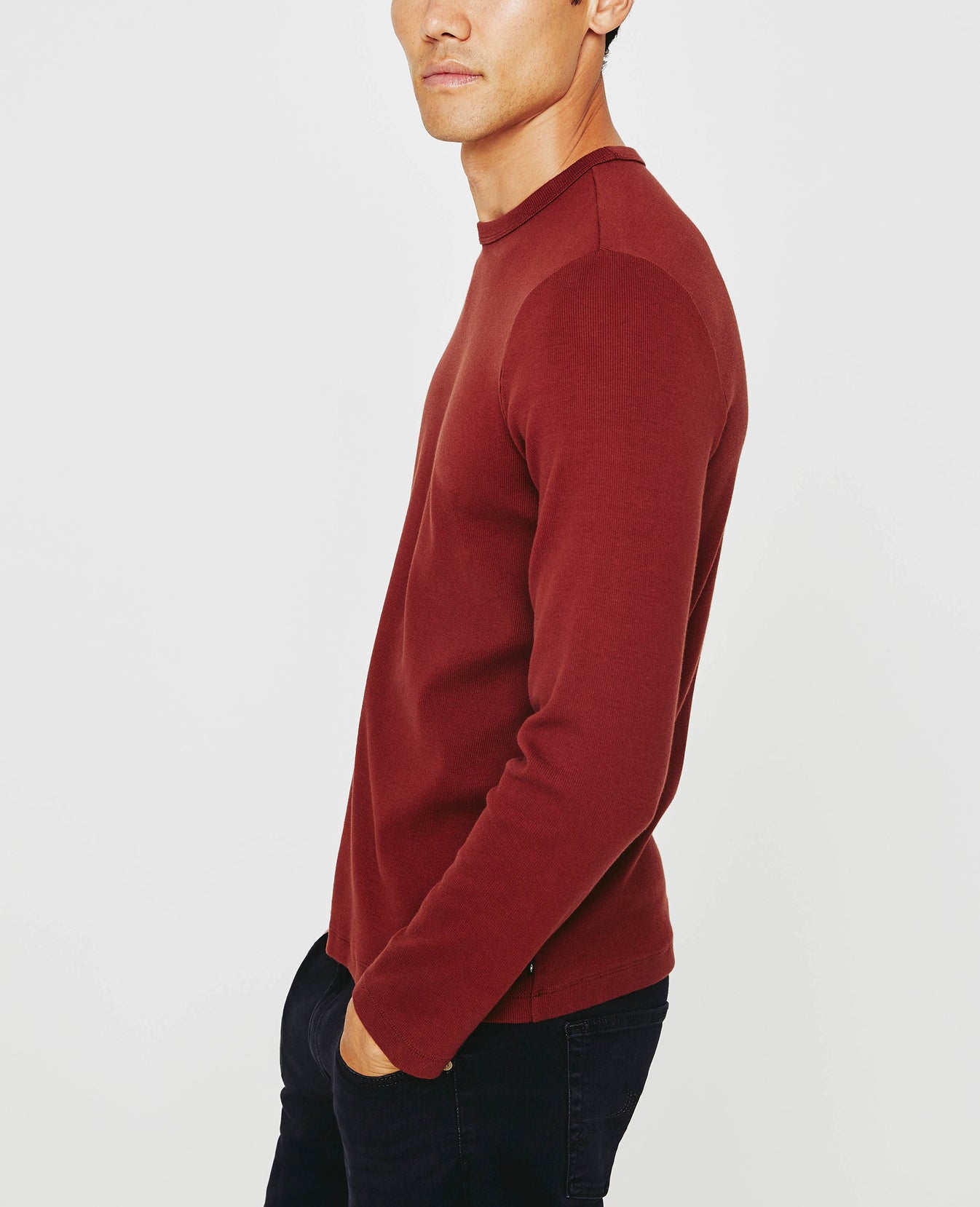 Canon Long Sleeve Crew Dark Hibiscus Long Sleeve Crew Neck Men Tops Photo 4