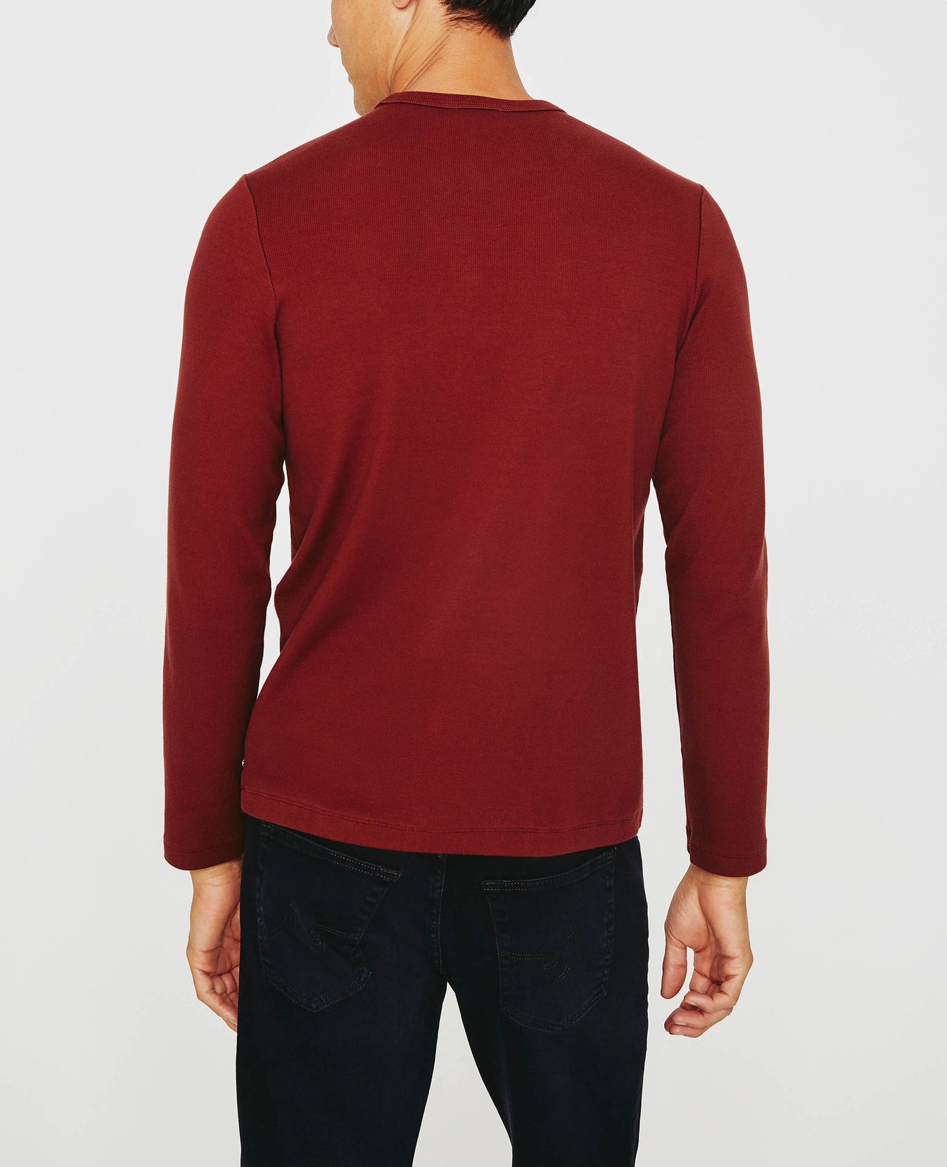 Canon Long Sleeve Crew Dark Hibiscus Long Sleeve Crew Neck Men Tops Photo 6