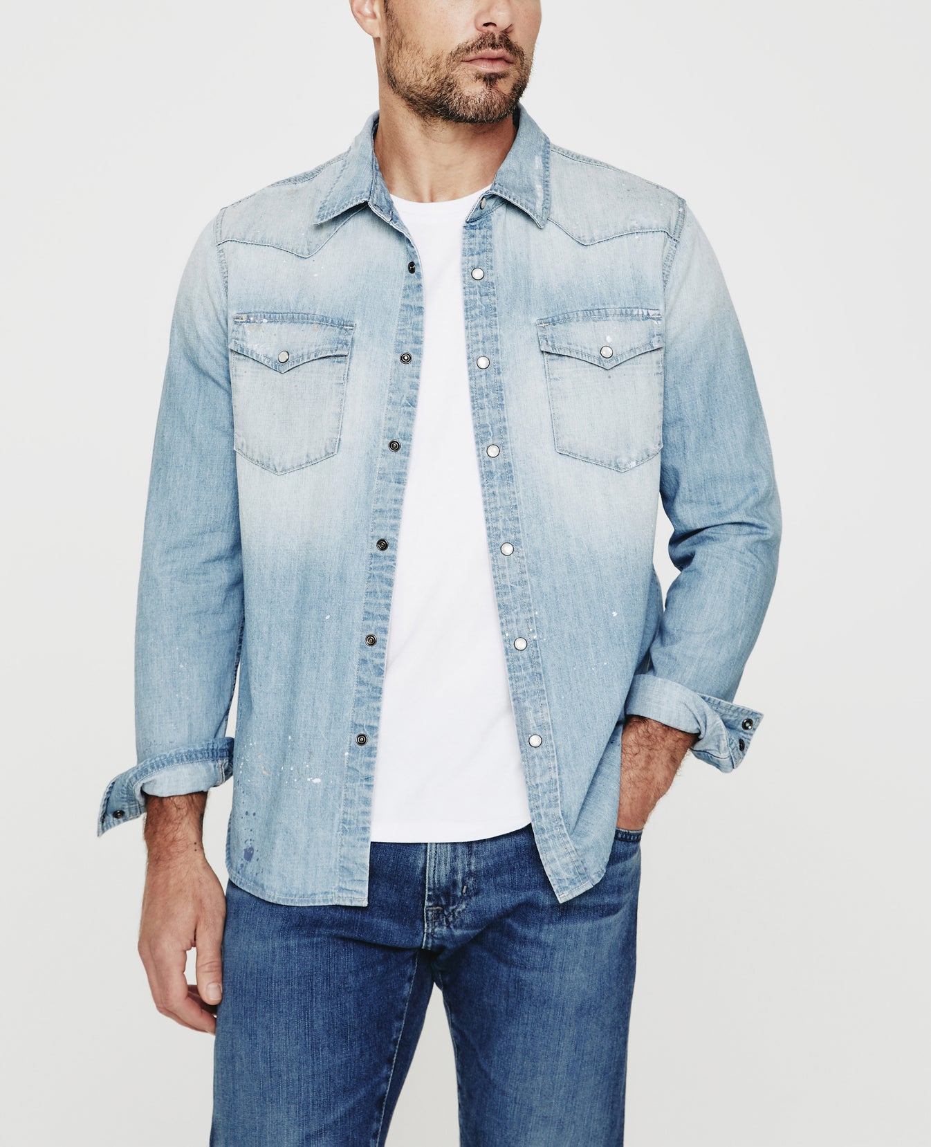 Aiden Western Shirt 21 Years Petroglyph Painted Classic Fit L/S Button Up West Men Tops Photo 1