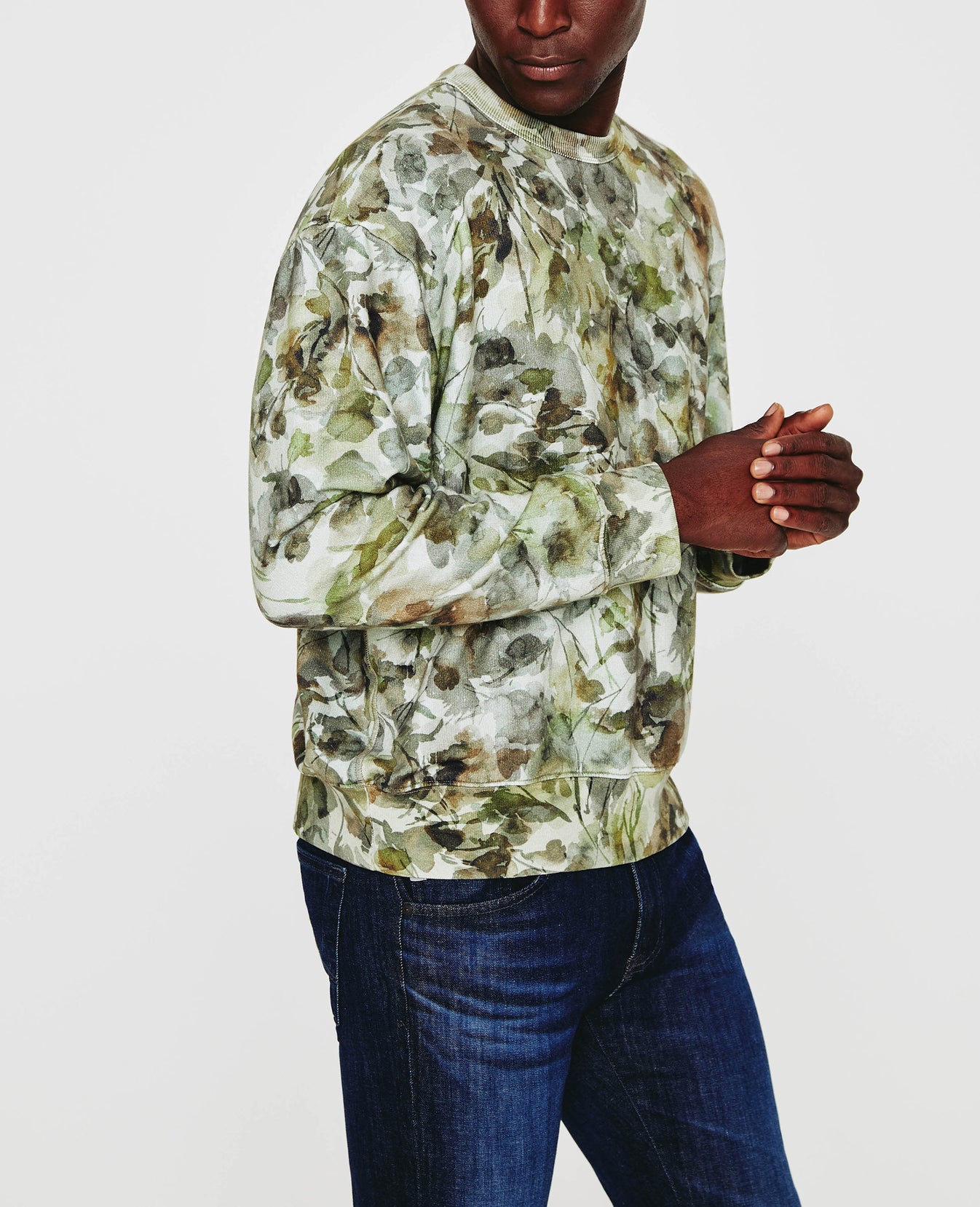 Arc Crew Hidden Bloom Green Multi Relaxed Crew Neck Men Tops Photo 4