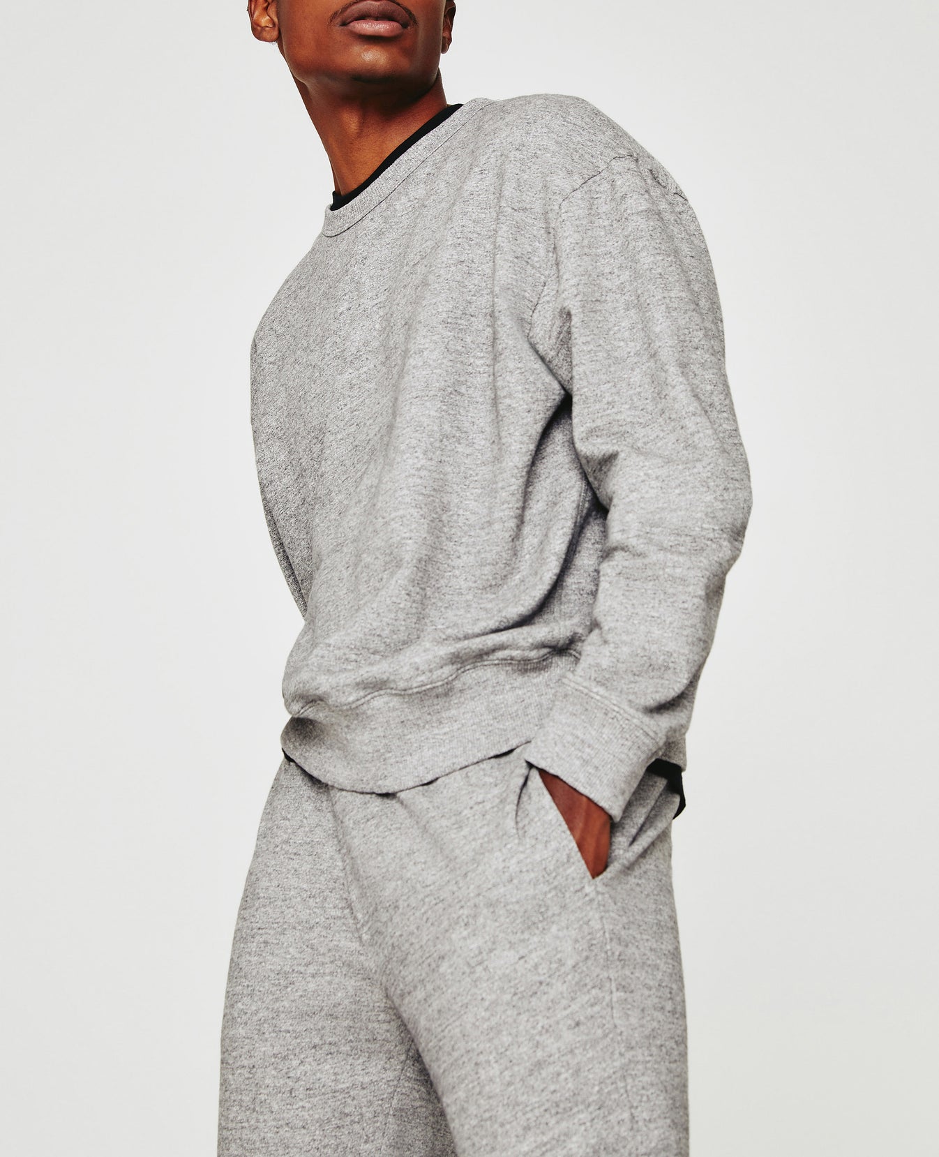 Arc Crew Heather Grey Relaxed Crew Neck Men Top Photo 4