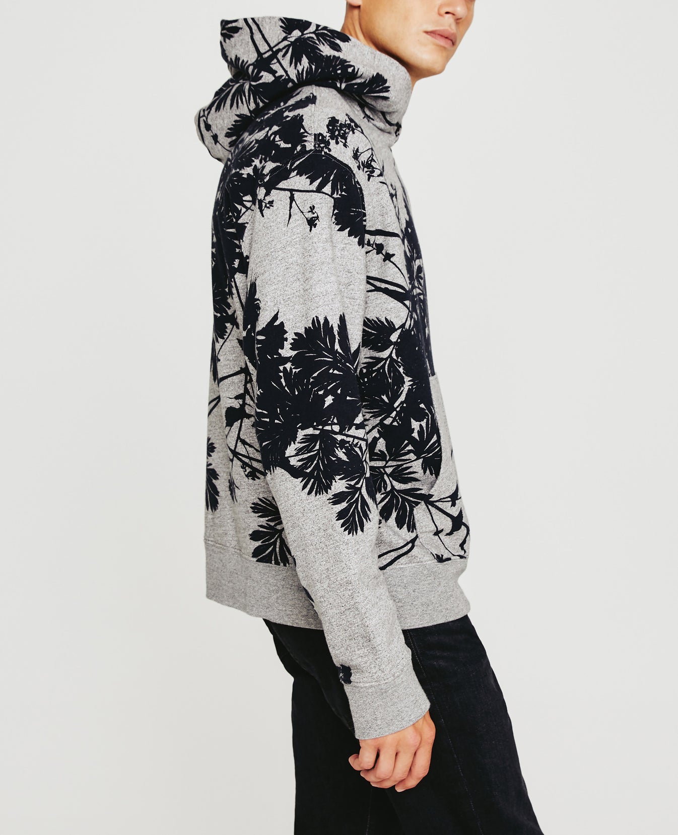 Arc Hoodie Bold Flower Heather Grey Multi Mens Top Photo 1