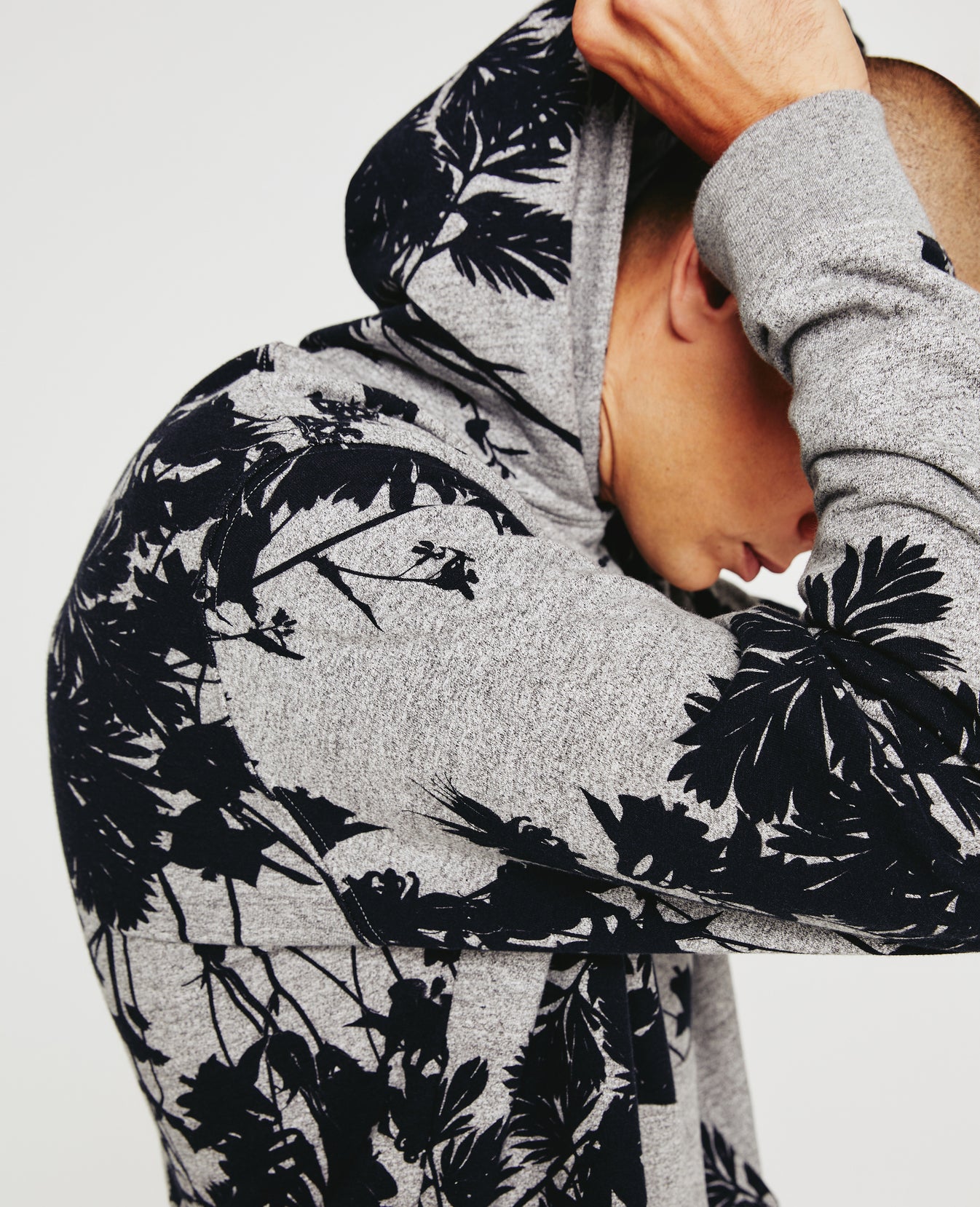 Arc Hoodie Bold Flower Heather Grey Multi Mens Top Photo 4