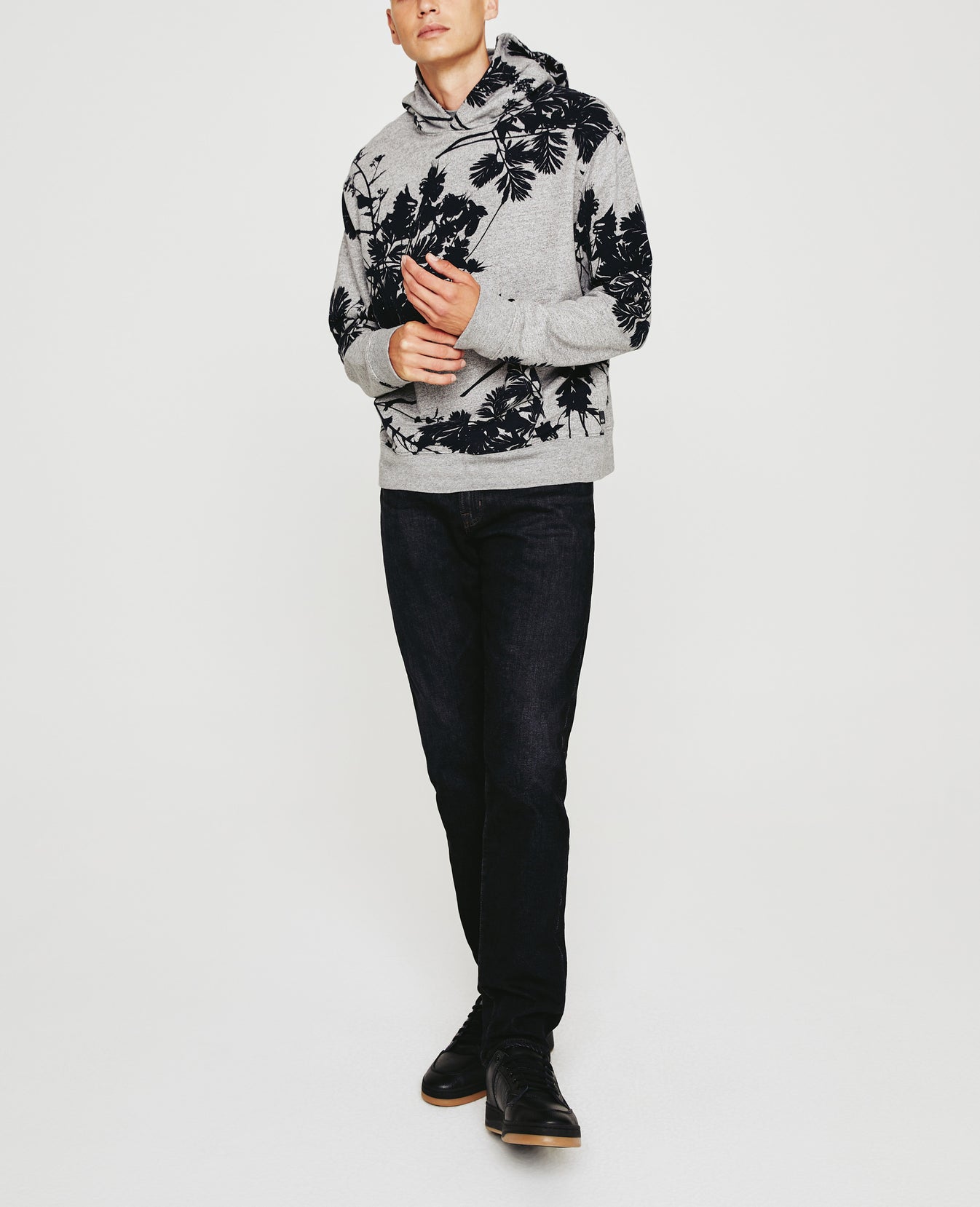 Arc Hoodie Bold Flower Heather Grey Multi Mens Top Photo 6